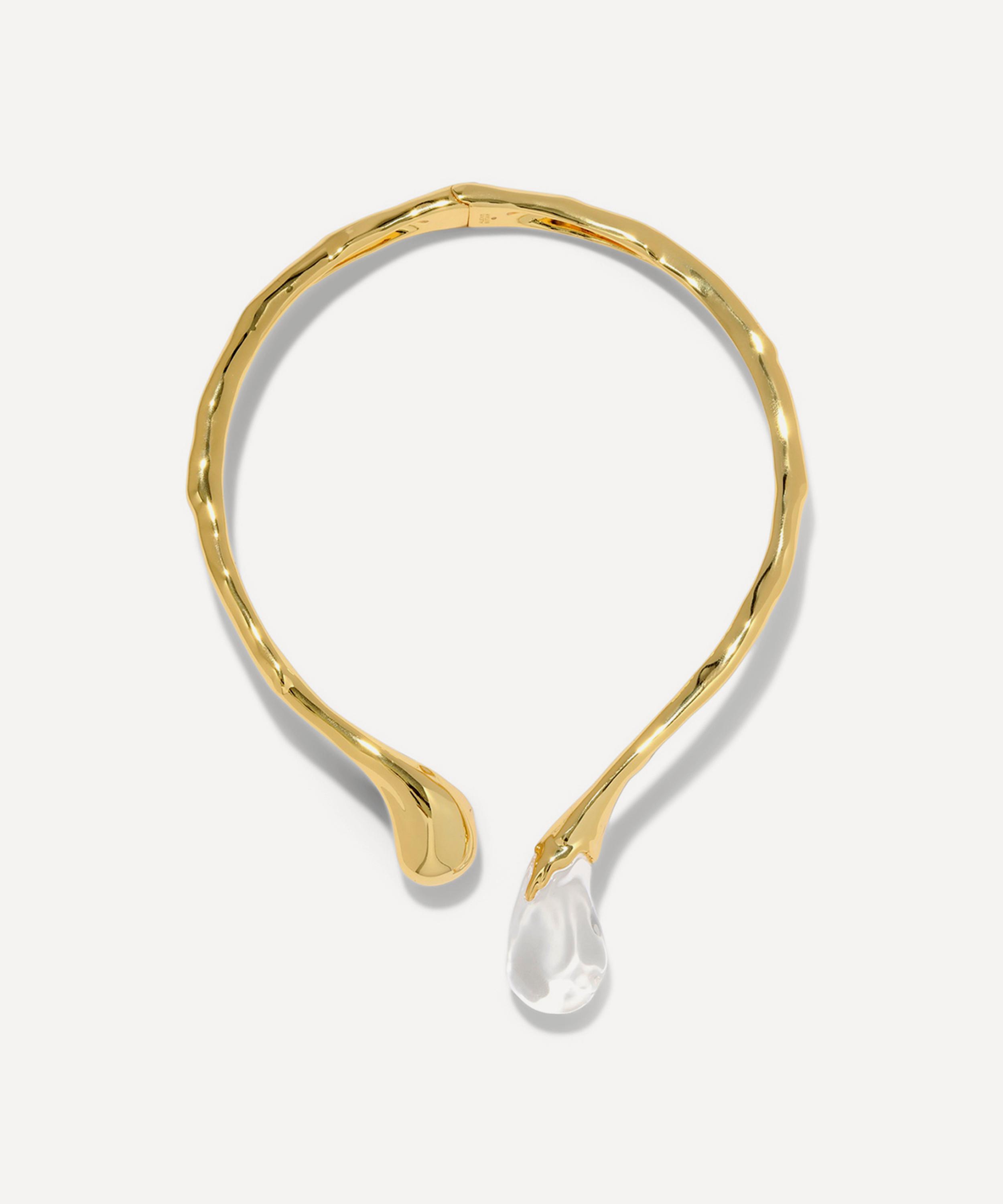 ALEXIS BITTAR ALEXIS BITTAR 14CT GOLD-PLATED LIQUID LUCITE SPROUT COLLAR NECKLACE 