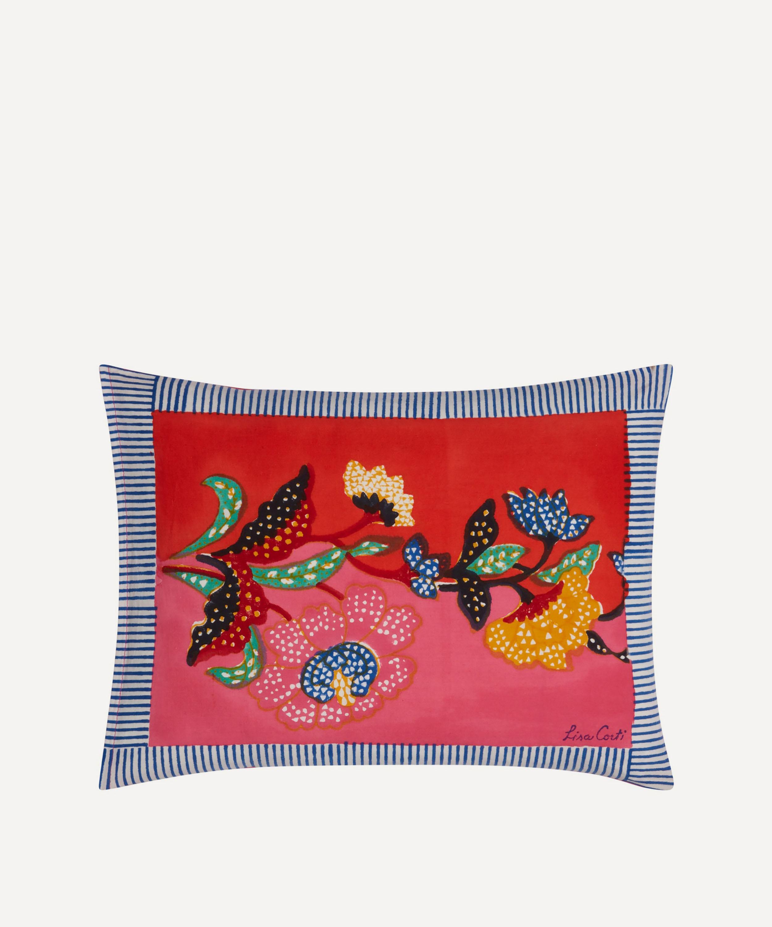 Lisa Corti Indonesian Red Rose Rectangular Cushion