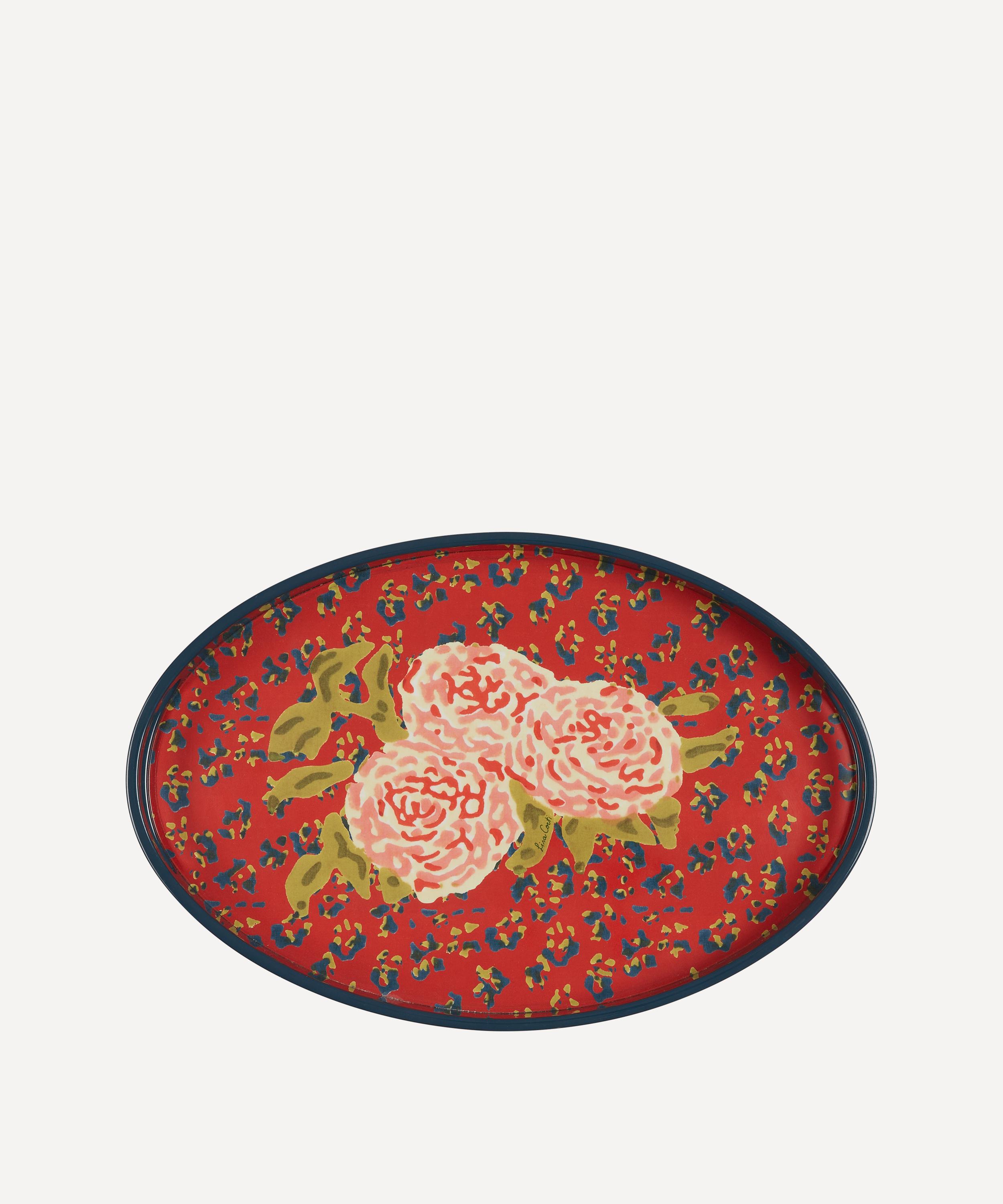 Lisa Corti Leopard Flower Oval Tray