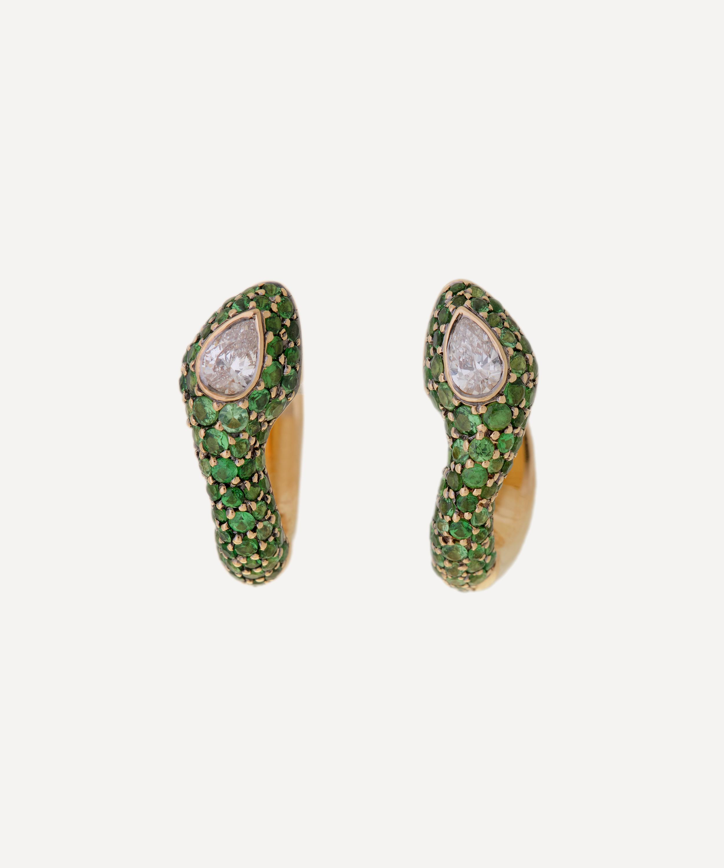 Selim Mouzannar 18ct Gold Basilik Tsavorite And Diamond Earrings