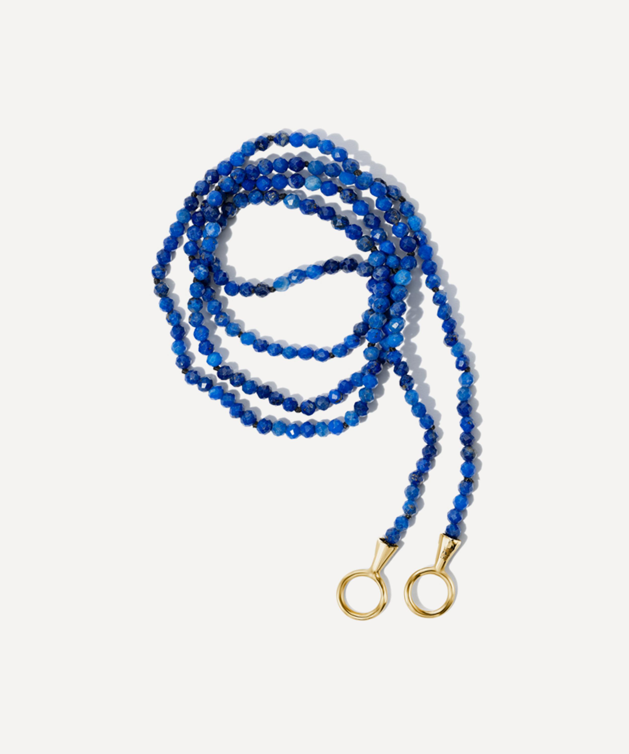 Marla Aaron 14ct Gold Itty Bitty Seed Lapis Necklace In Blue