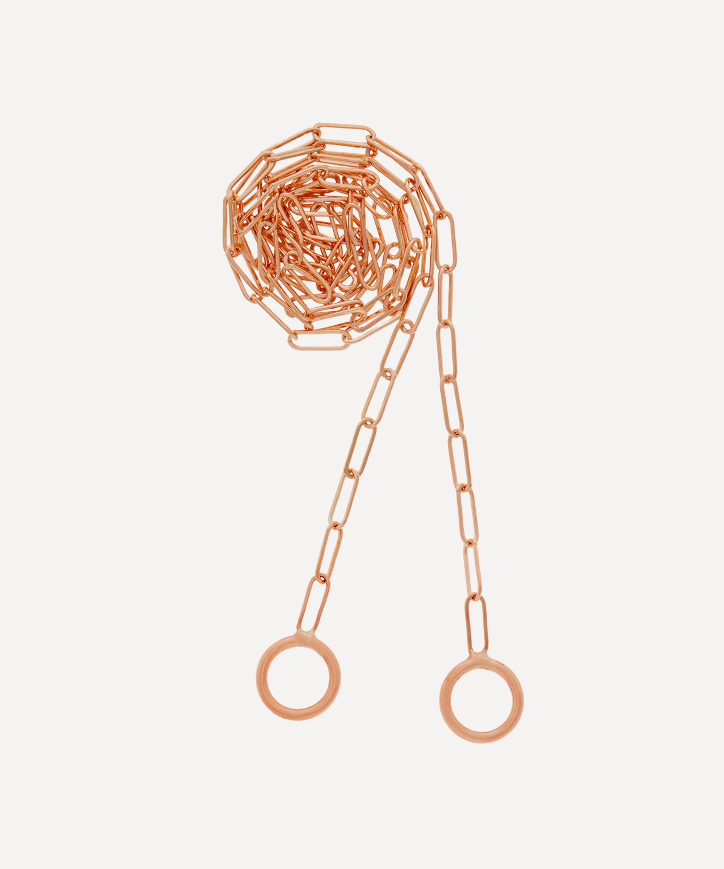 Marla Aaron 14ct Rose Gold Square Link Chain Necklace