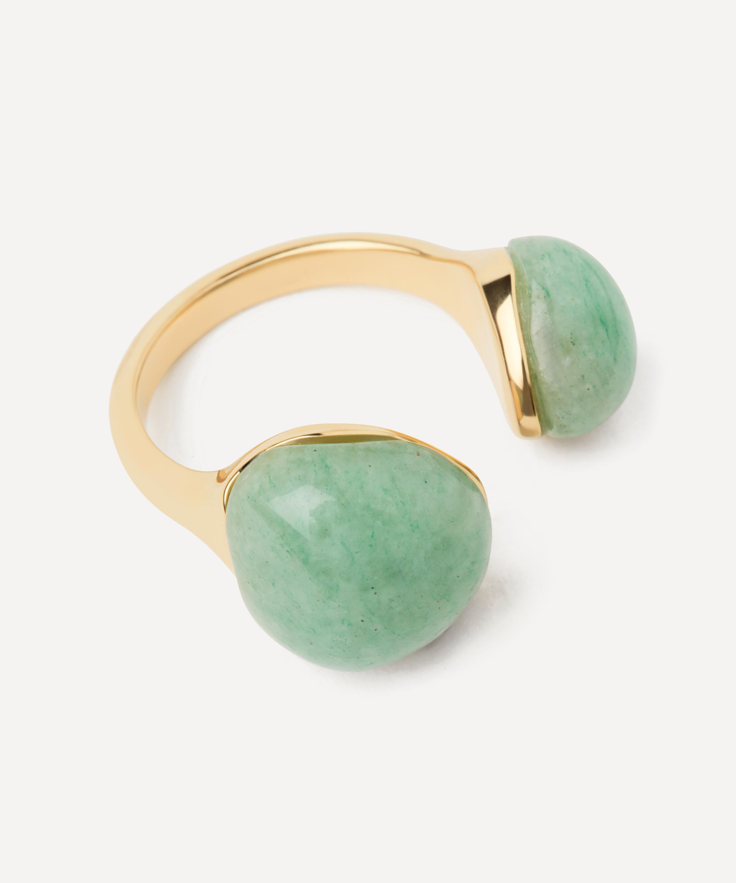Pdpaola 18ct Gold-plated Green Aventurine Gravity Ring