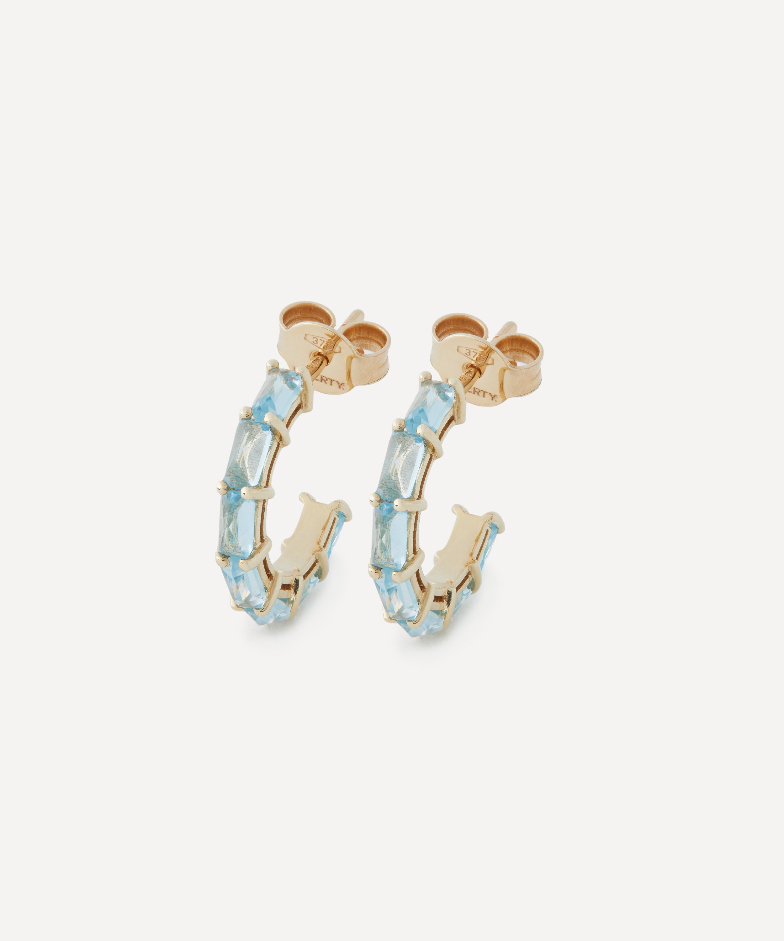Liberty 9ct Gold Waterfall Blue Swiss Topaz Hoop Earrings