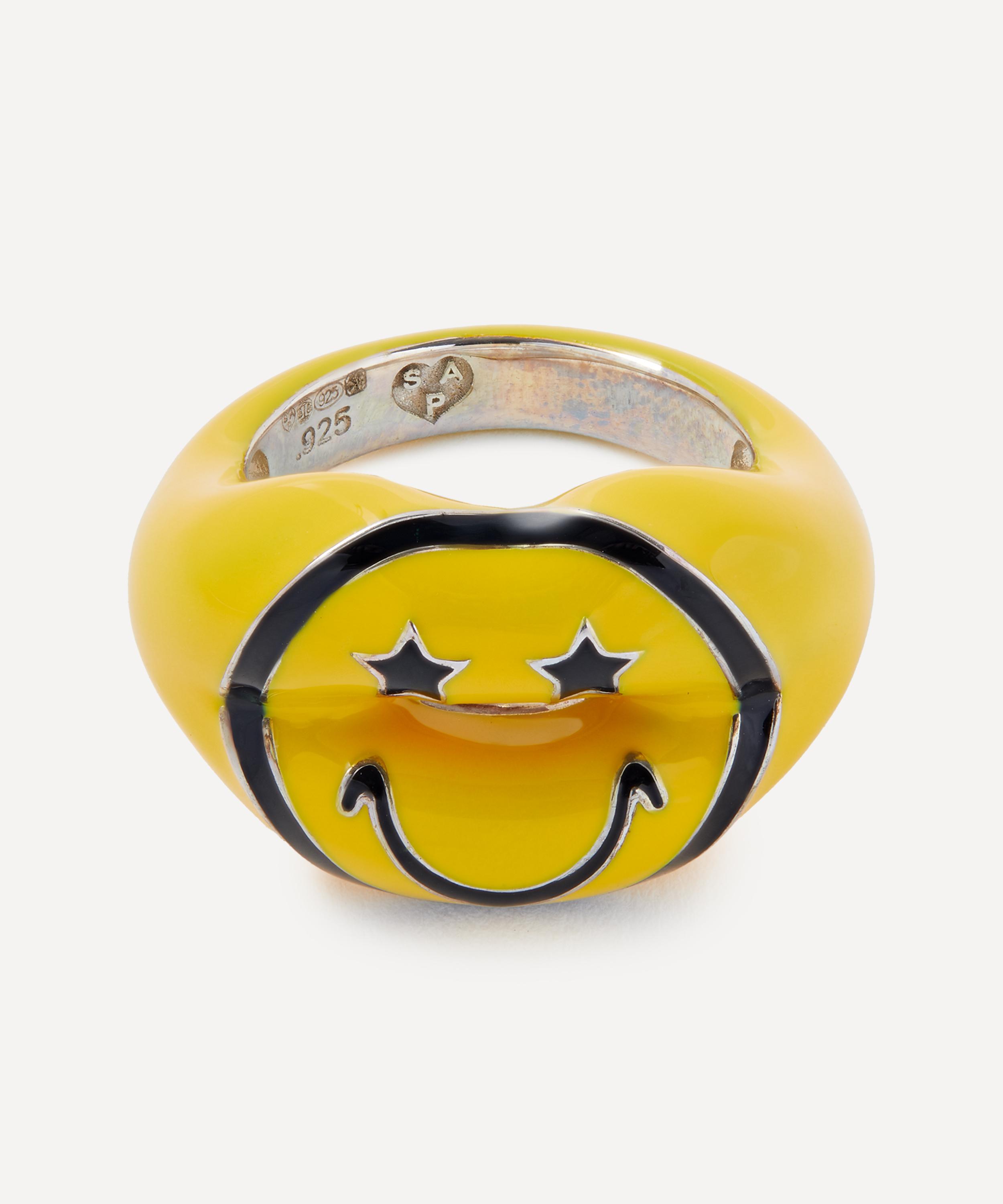 Solange Azagury-partridge Sterling Silver Happy Face Hotlips Ring In Yellow