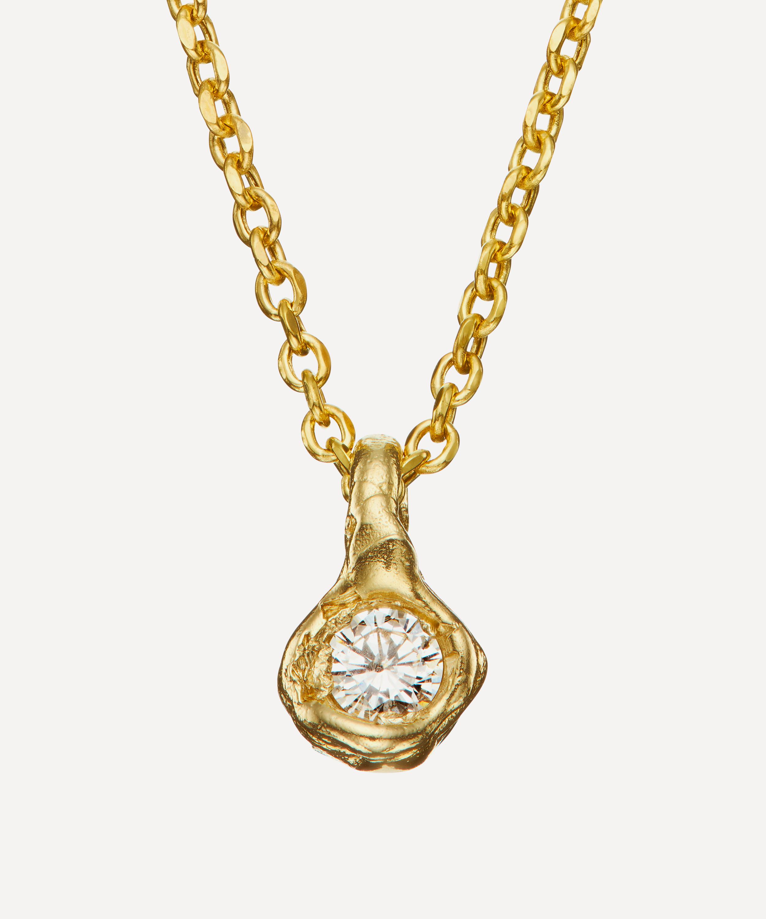 Ellis Mhairi Cameron 14ct Gold Brilliant Cut Diamond Nugget Pendant Necklace