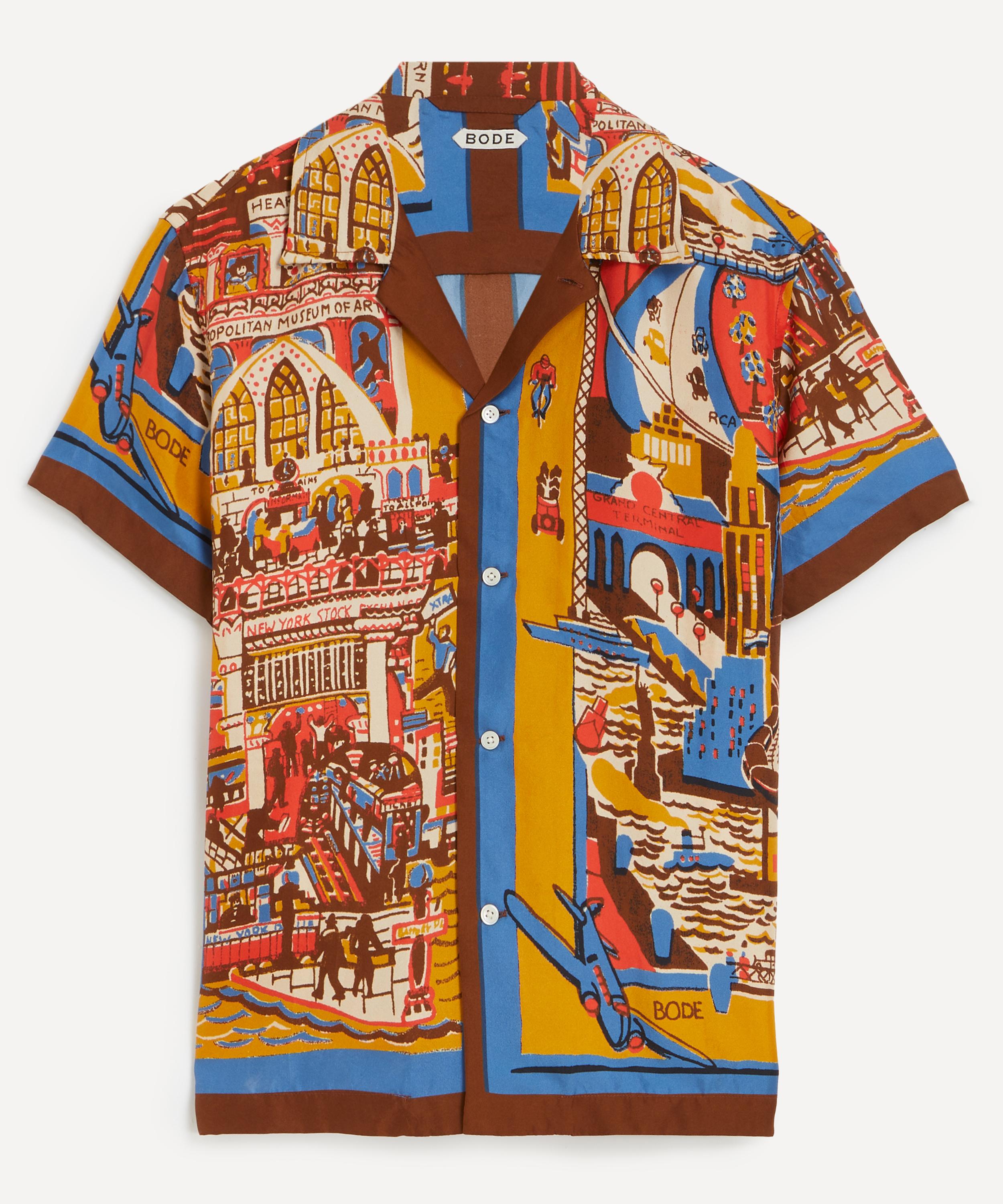 Bode Manhattan Island Camp-collar Printed Silk-satin Shirt In Multi