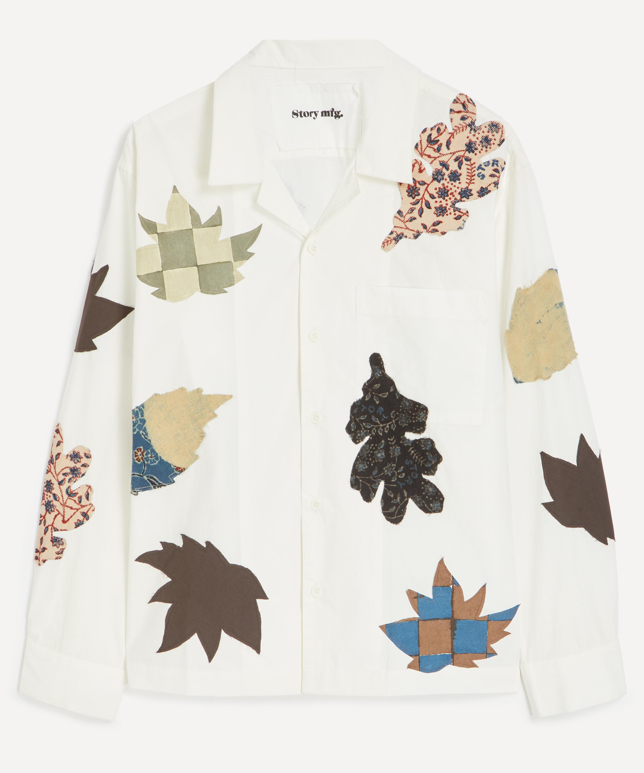 Story Mfg. Mens Greetings Applique Bowling Shirt In White
