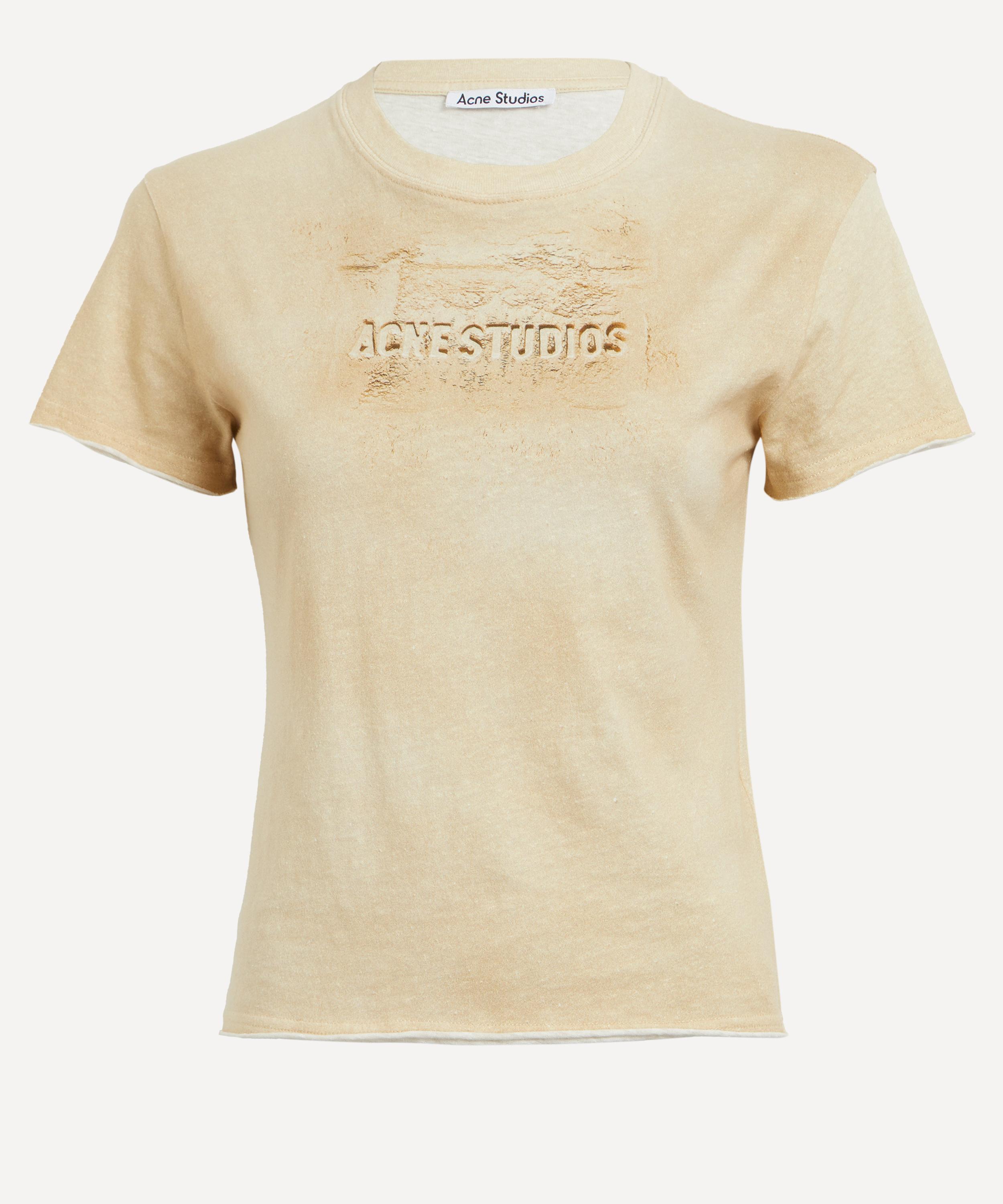 Acne Studios Womens Sand Beige Logo Short-sleeve Cotton-jersey T-shirt Xs