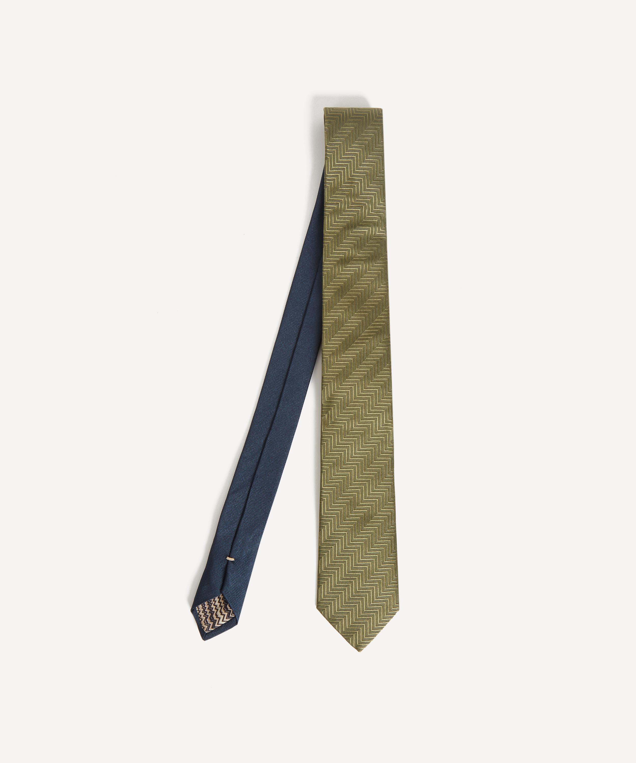 Missoni Mens Chevron Zig-zag Silk Tie In Green