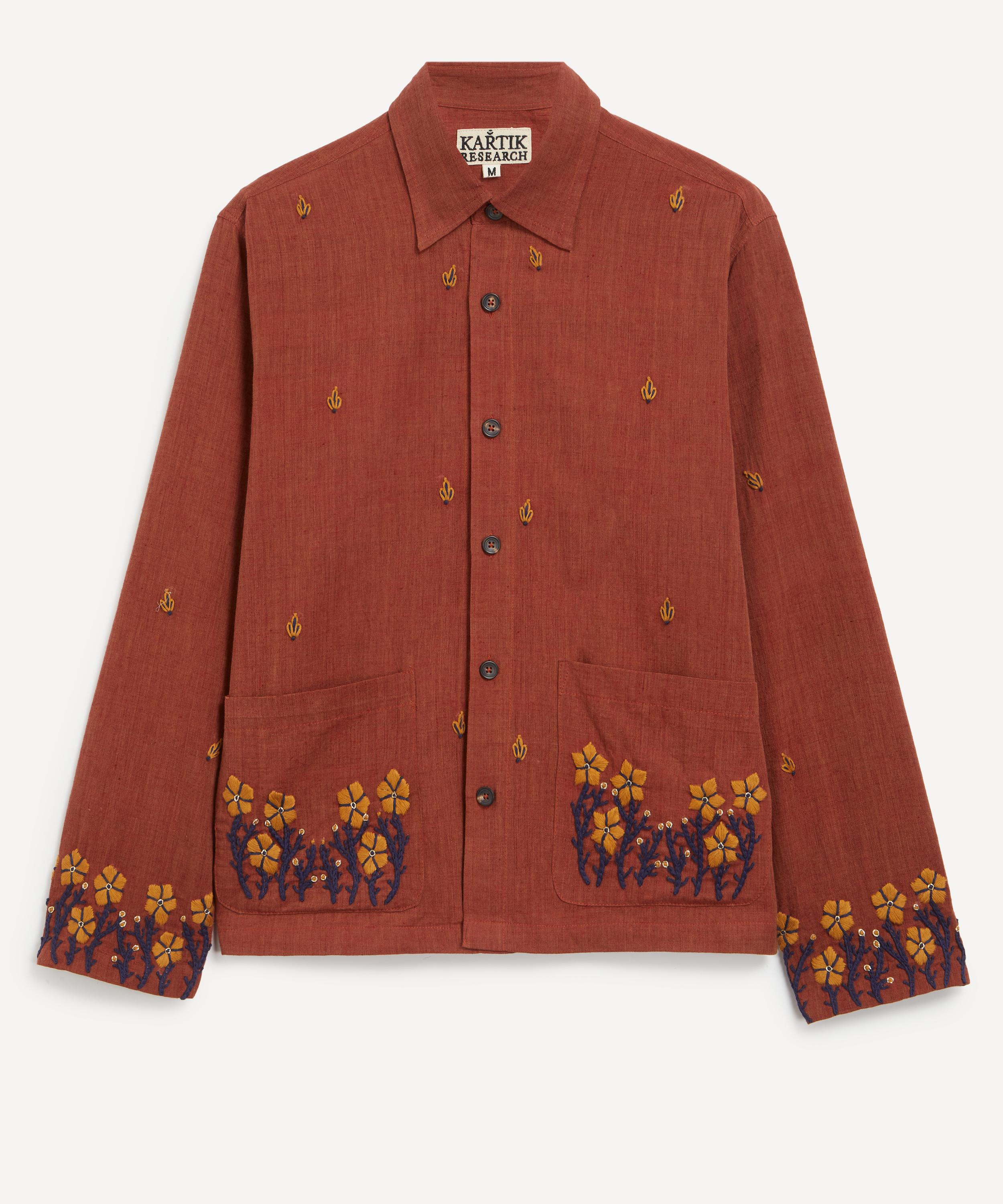Shop Kartik Research Mens Floral Embroidered Cotton Shirt