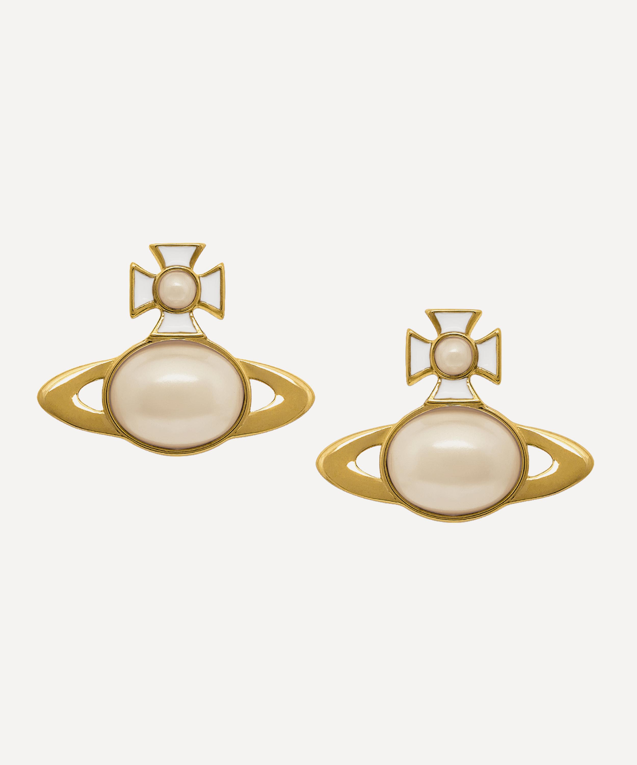 Vivienne Westwood Gold-tone Gaby Stud Earrings In Gray