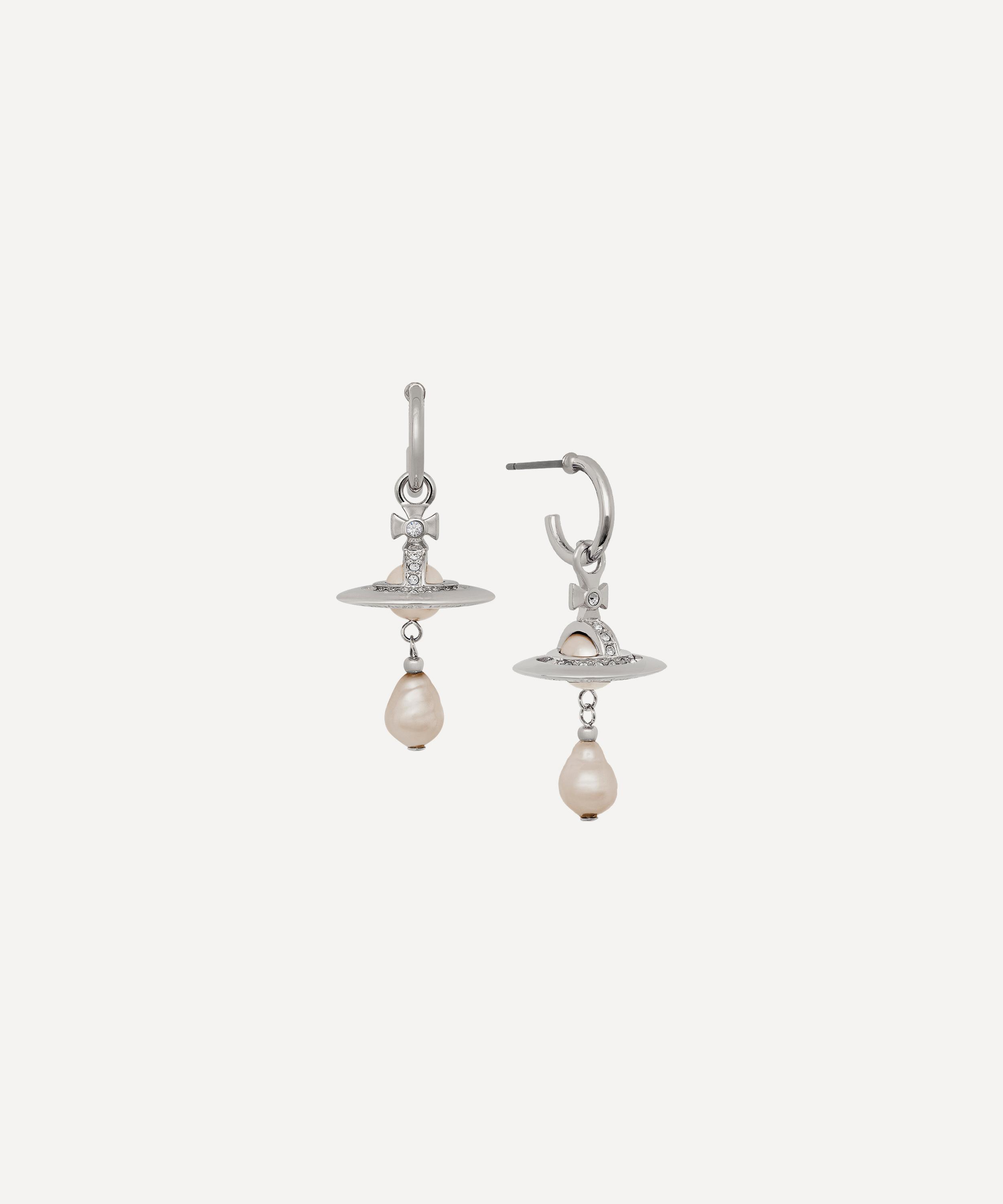 Vivienne Westwood Platinum-tone Aleksa Drop Hoop Earrings In Metallic