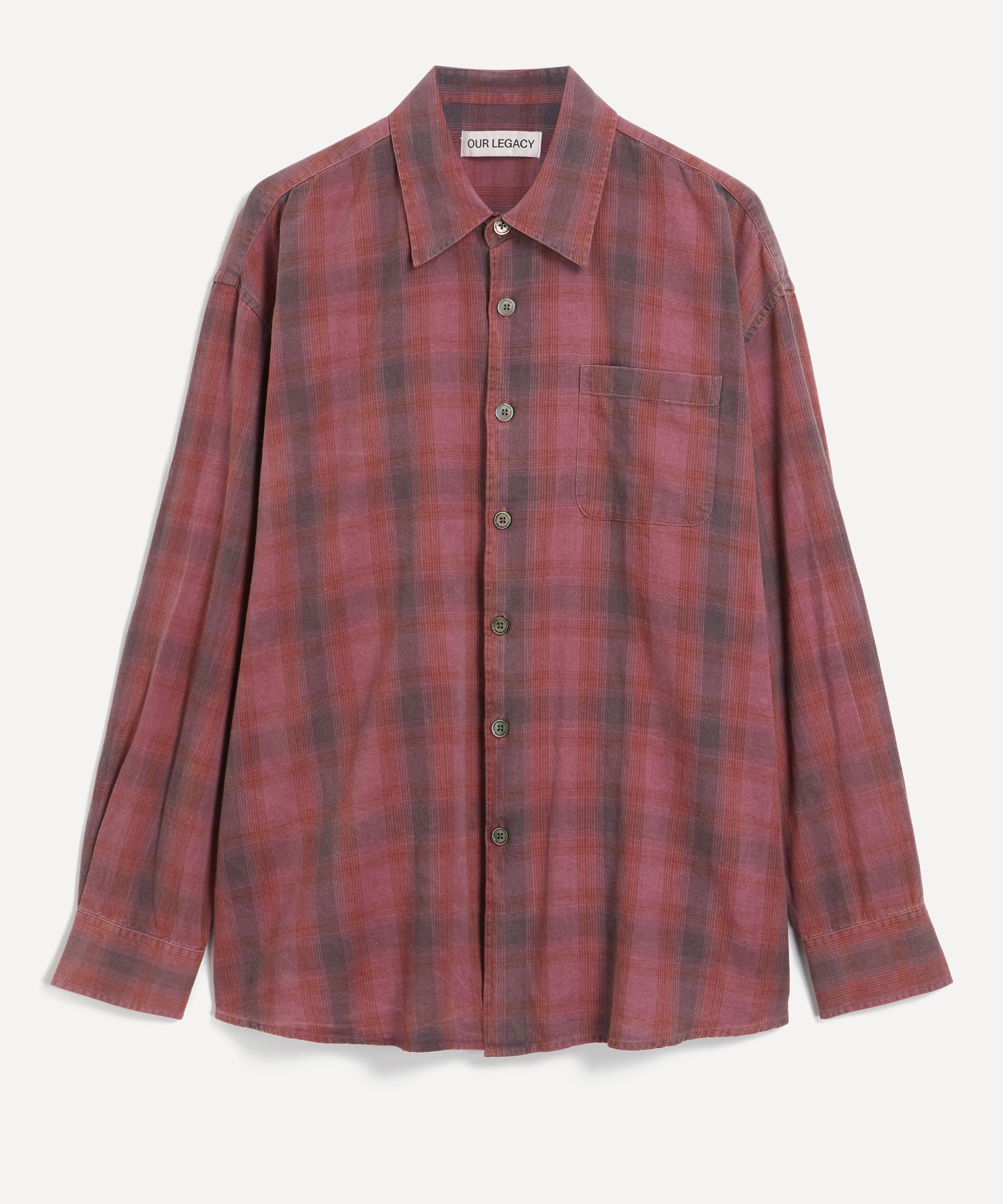 Our Legacy Mens Borrowed Idaho Flannel Check Shirt In Red