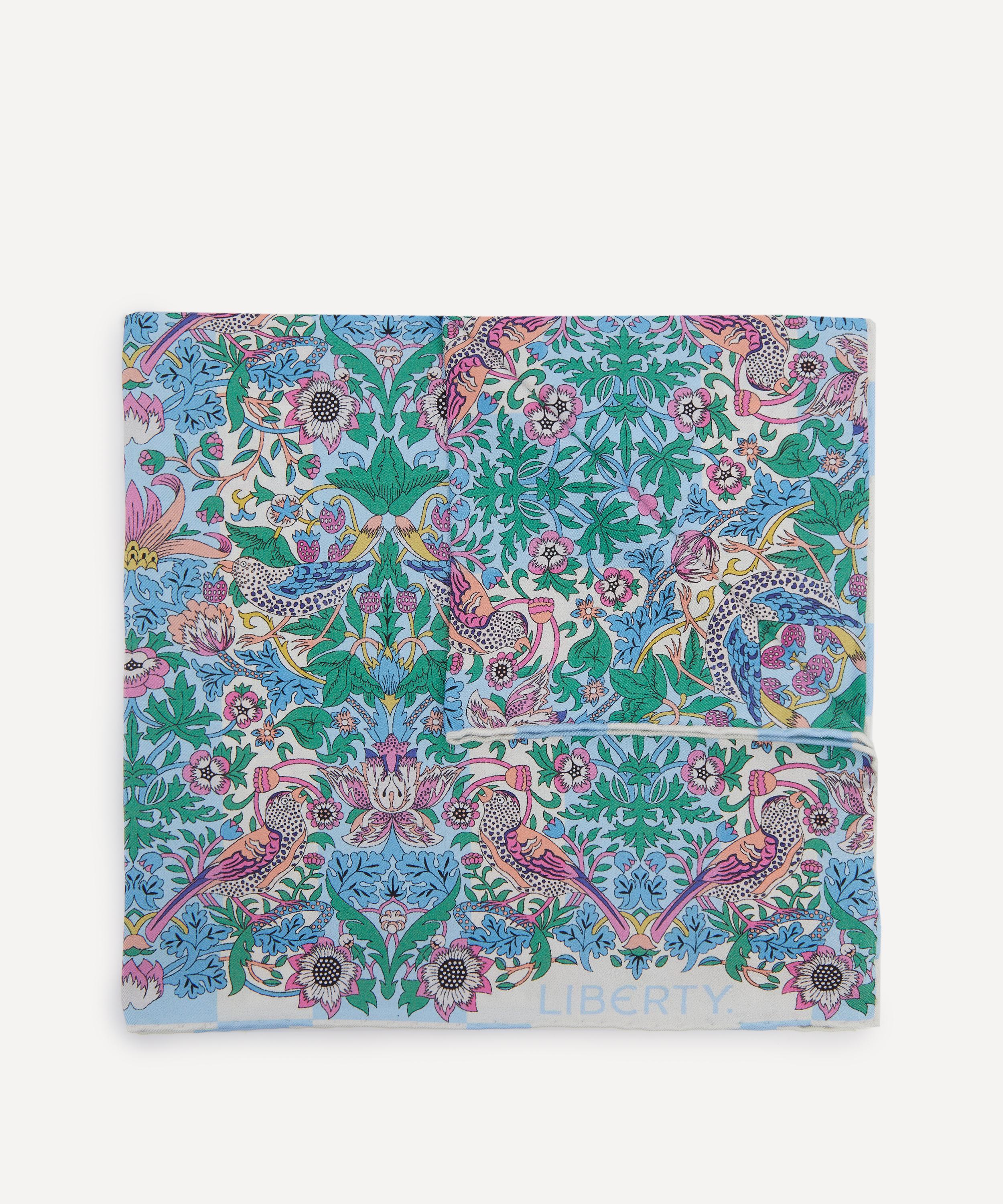 Liberty Mens Strawberry Thief Stripe Silk Pocket Square