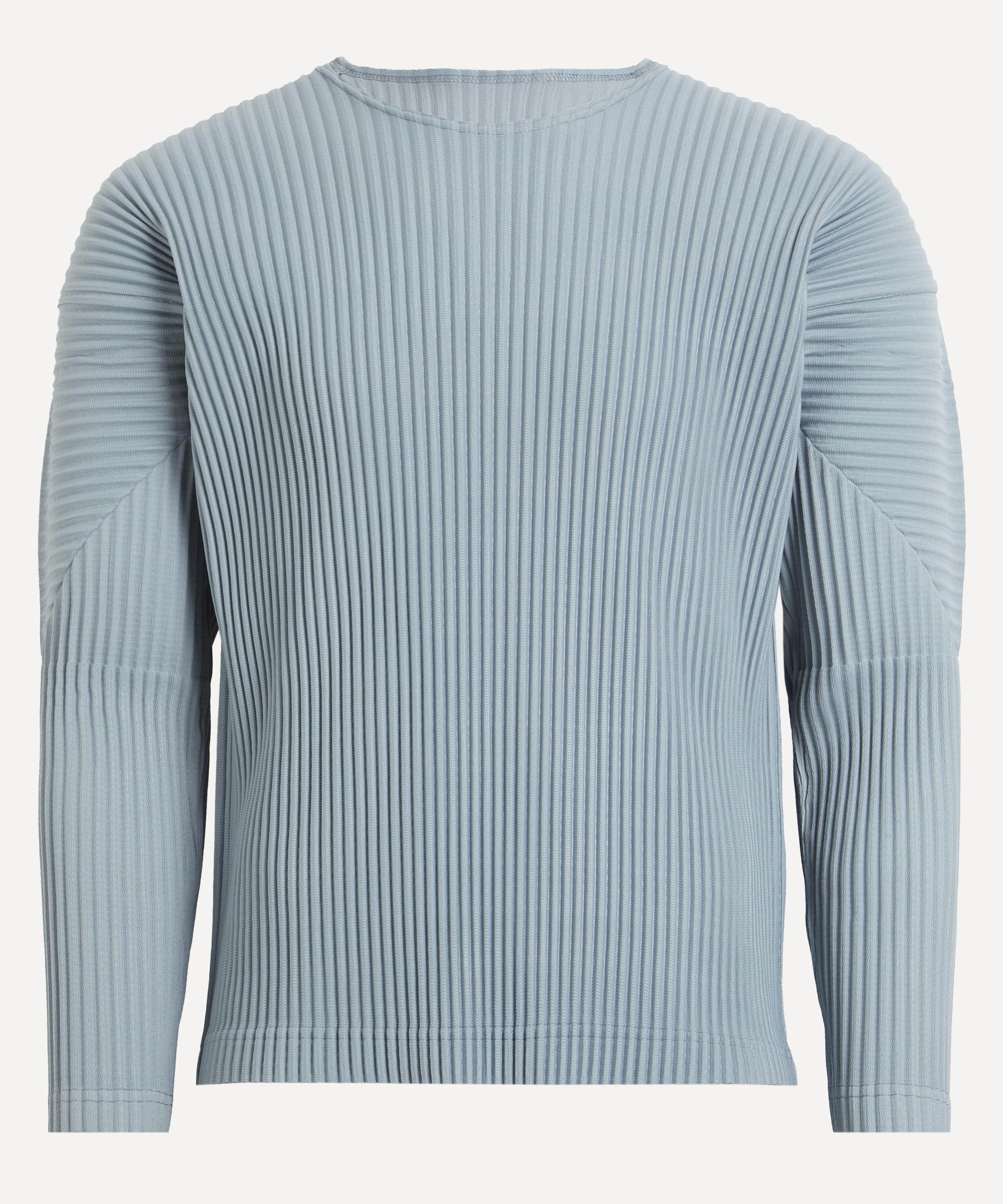 Issey Miyake Homme Plisse  Mens Colours Pleats Grey Blue Pleated Top In Blue