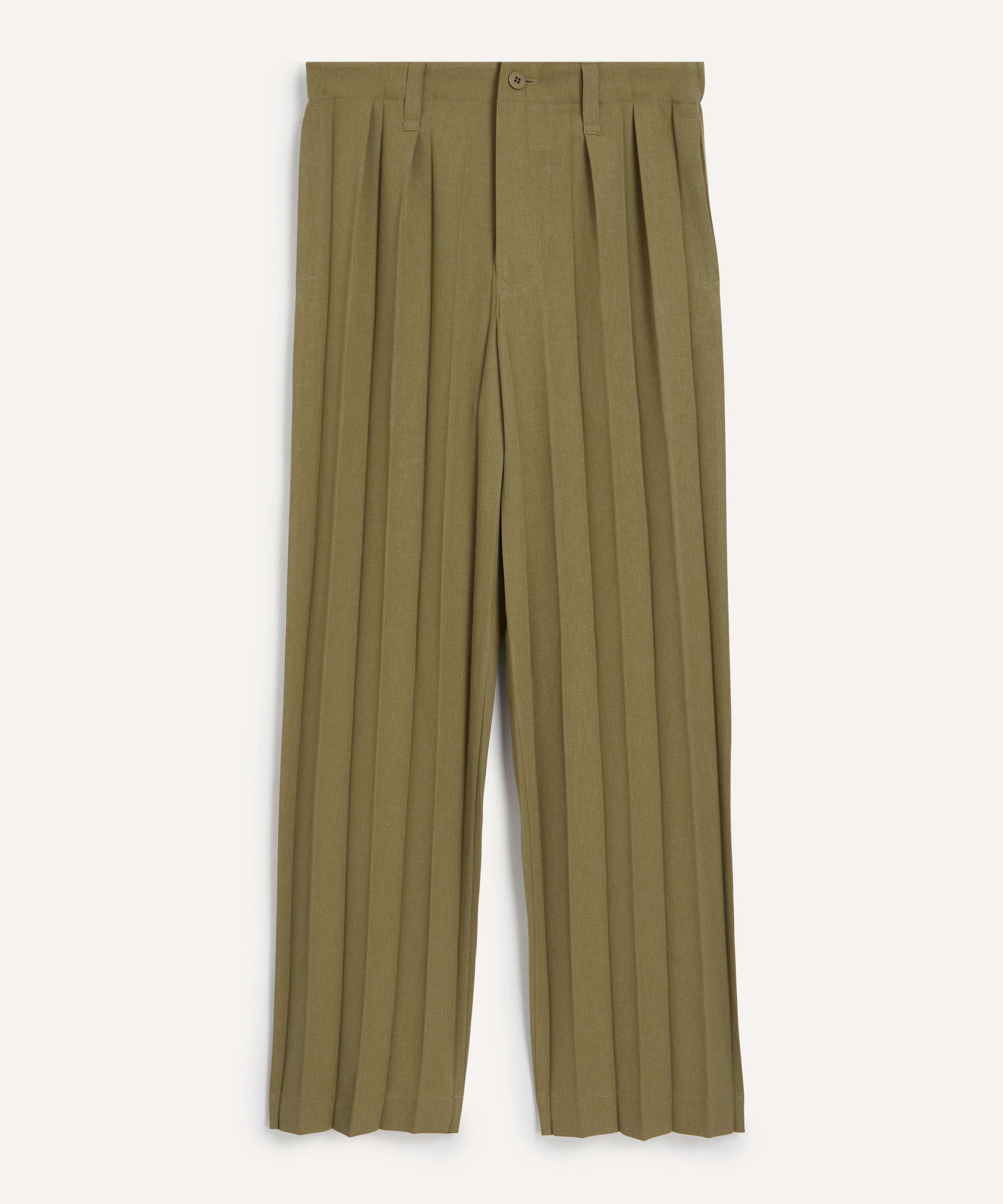 Issey Miyake Homme Plisse  Mens Edge Ensemble Khaki Pleated Trousers In Green