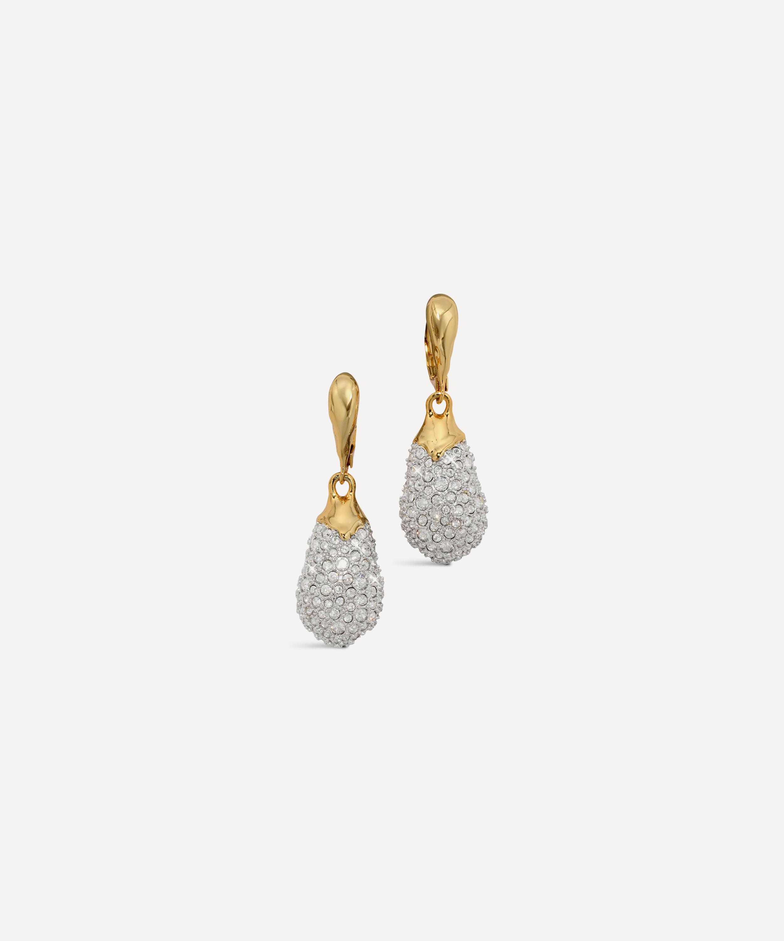 Alexis Bittar 14ct Gold-plated Solanales Crystal Pave Teardrop Wire Earrings In Gold