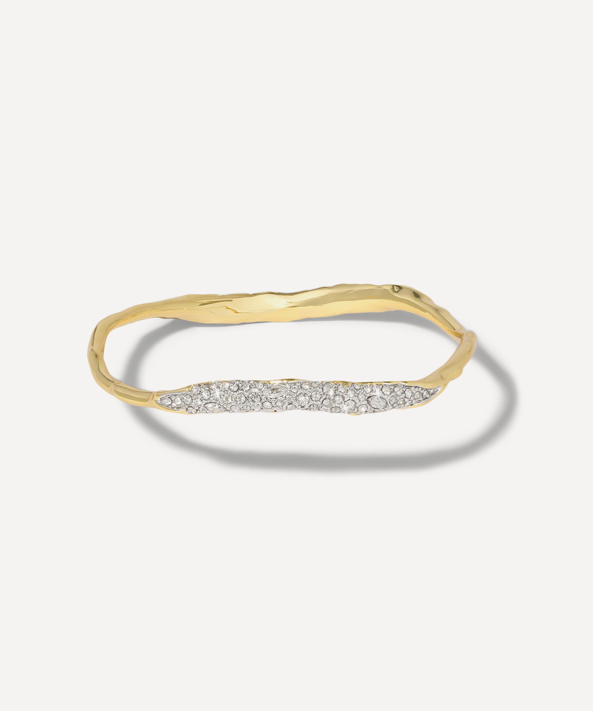 Alexis Bittar 14ct Gold-plated Solanales Crystal Skinny Bangle Bracelet In Gold