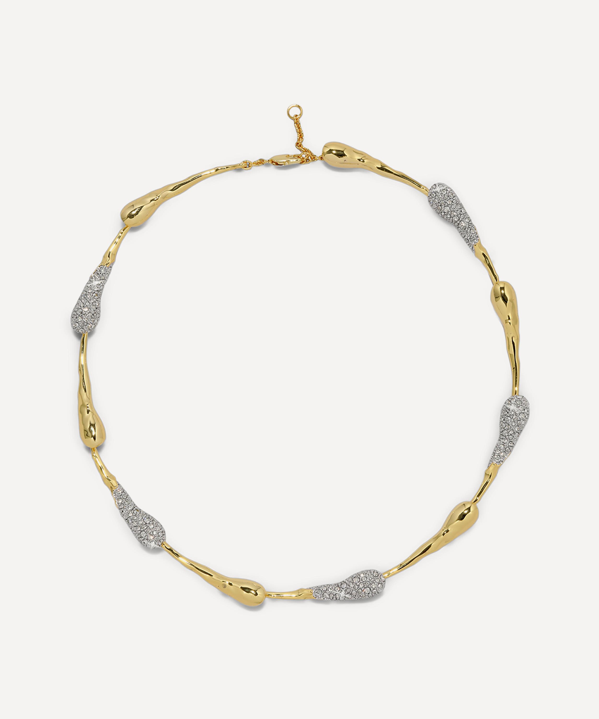 Alexis Bittar 14ct Gold-plated Solanales Crystal Pave Dewdrop Necklace In Gold