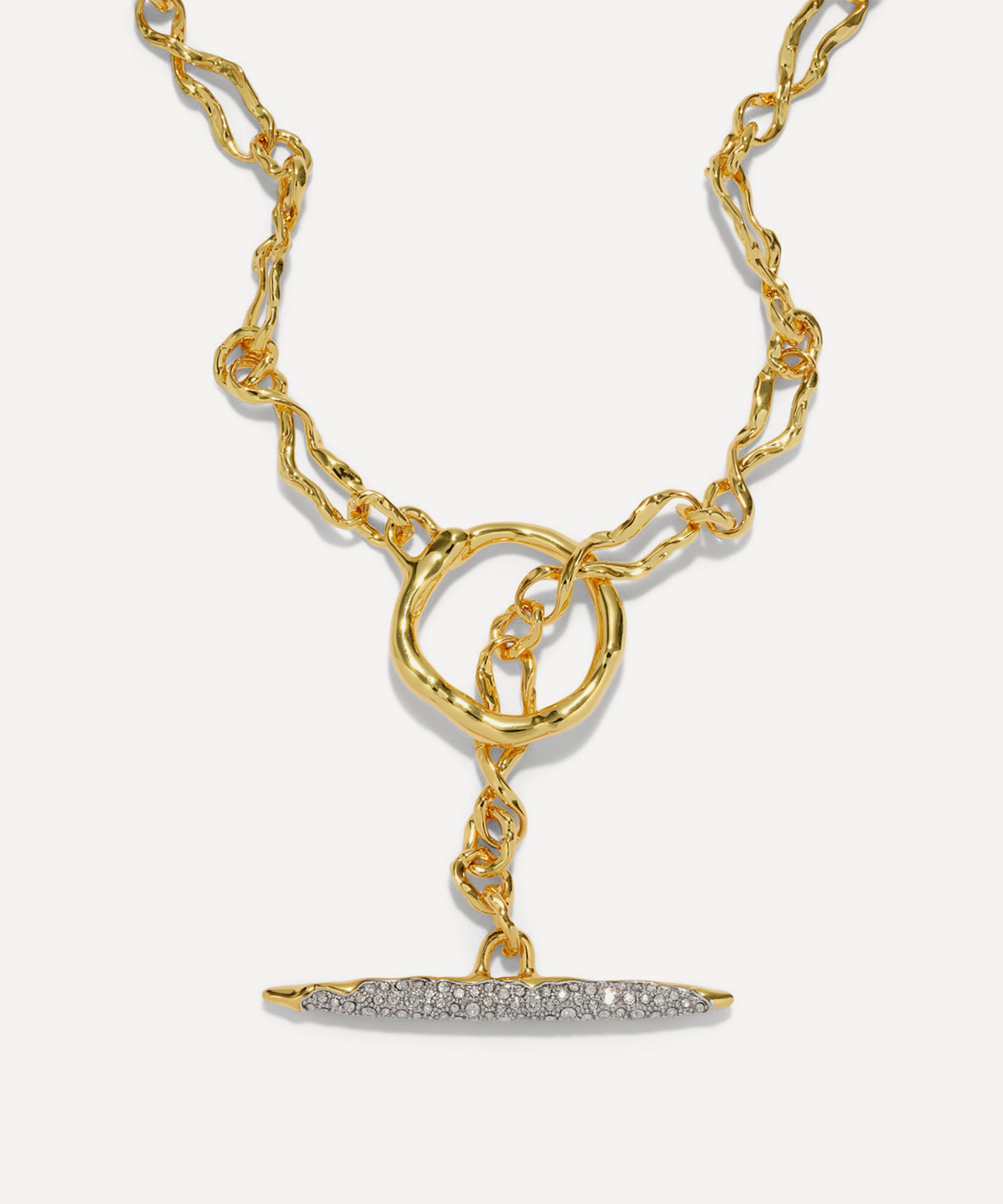 Alexis Bittar 14ct Gold-plated Solanales Crystal Toggle Necklace In Gold