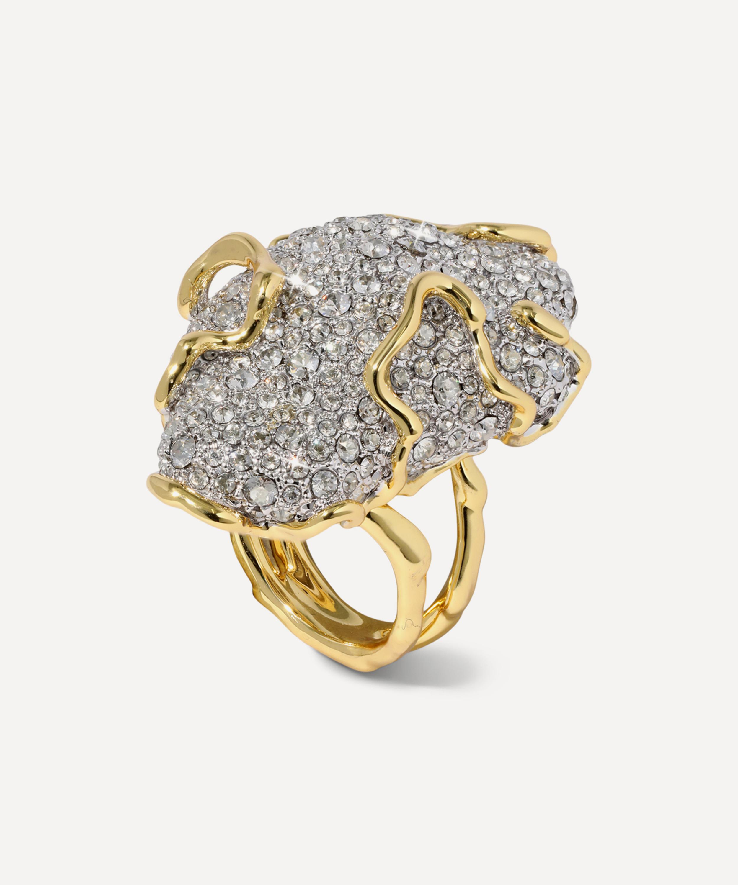 Alexis Bittar 14ct Gold-plated Solanales Crystal Pave Pebble Ring In Gold