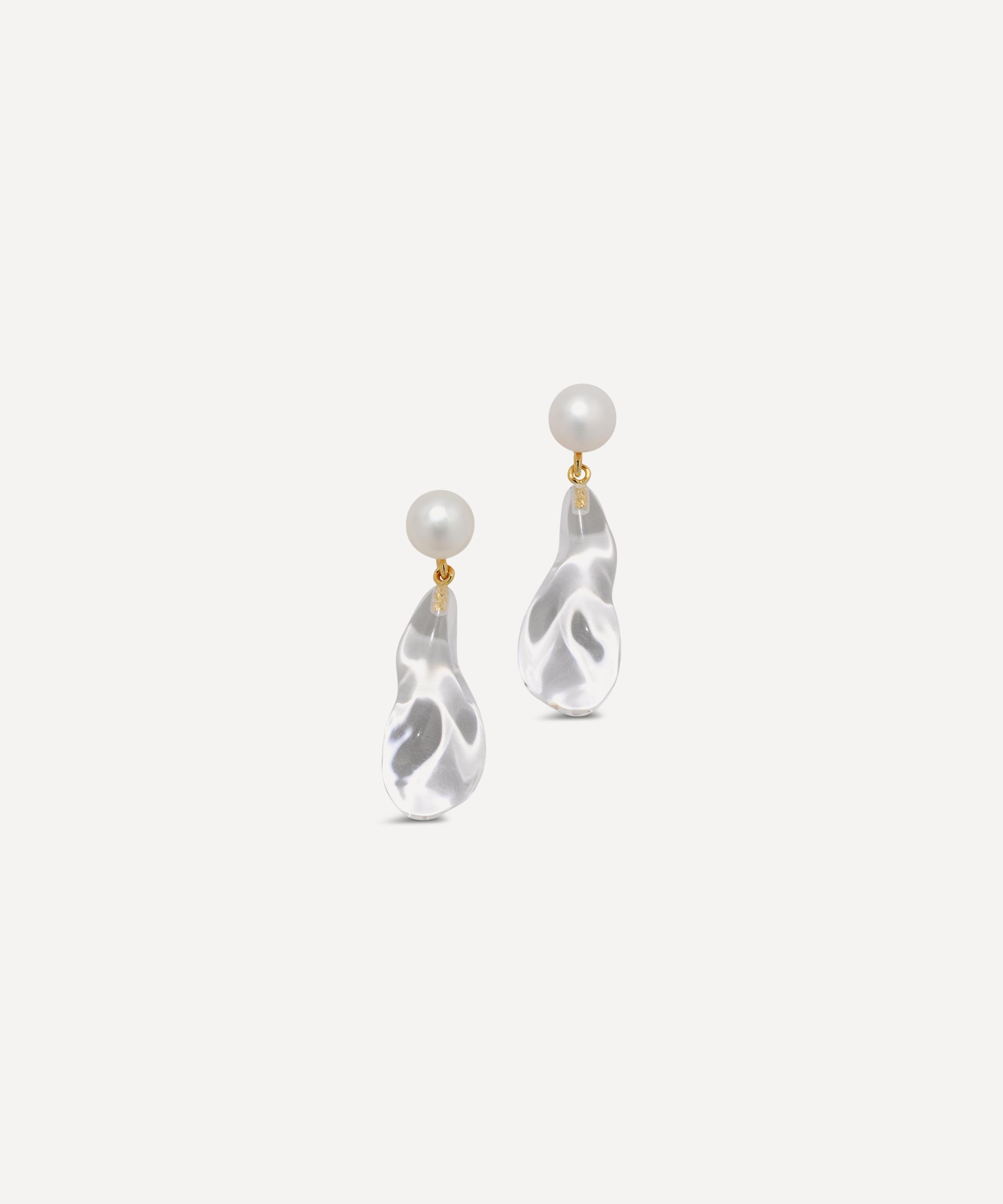 Alexis Bittar 14ct Gold-plated Liquid Lucite Freshwater Pearl Drop Earrings In Gold
