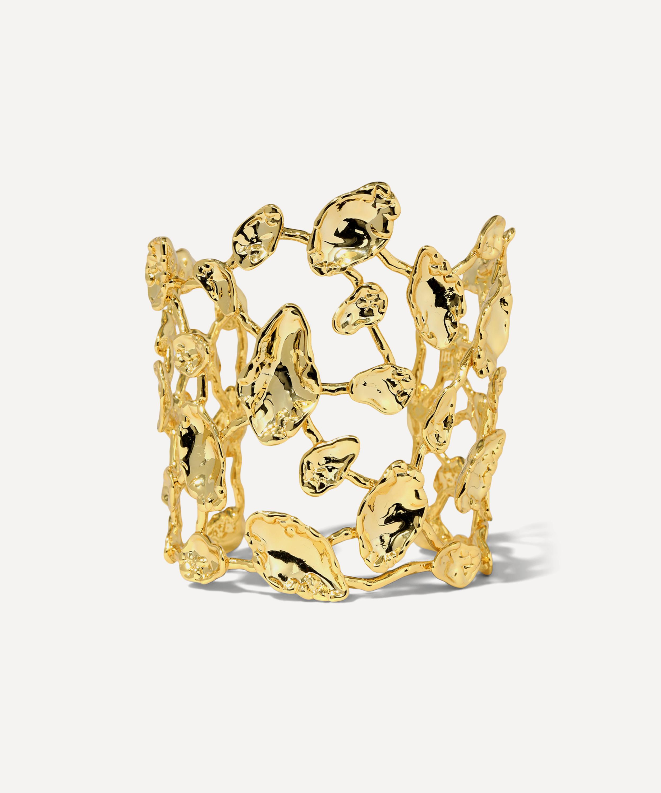 Alexis Bittar Brut Mosaic Hammered Open-work Cuff Bracelet In Gold