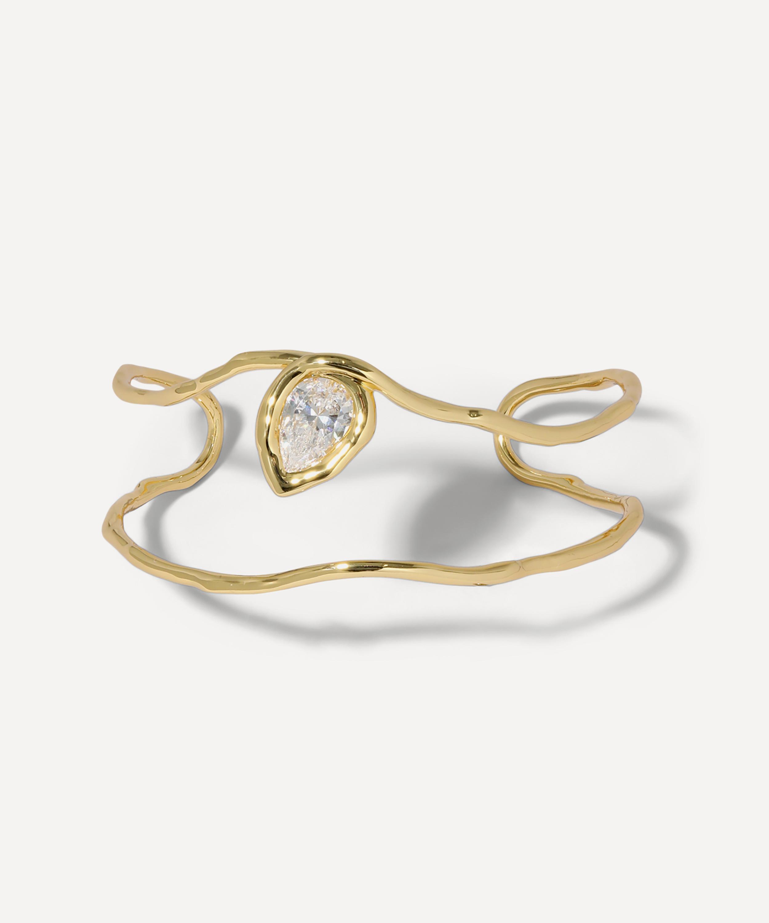 Alexis Bittar Alexis Bitar Asterales Floating Cubic Zirconia Double Row Cuff Bracelet In Gold