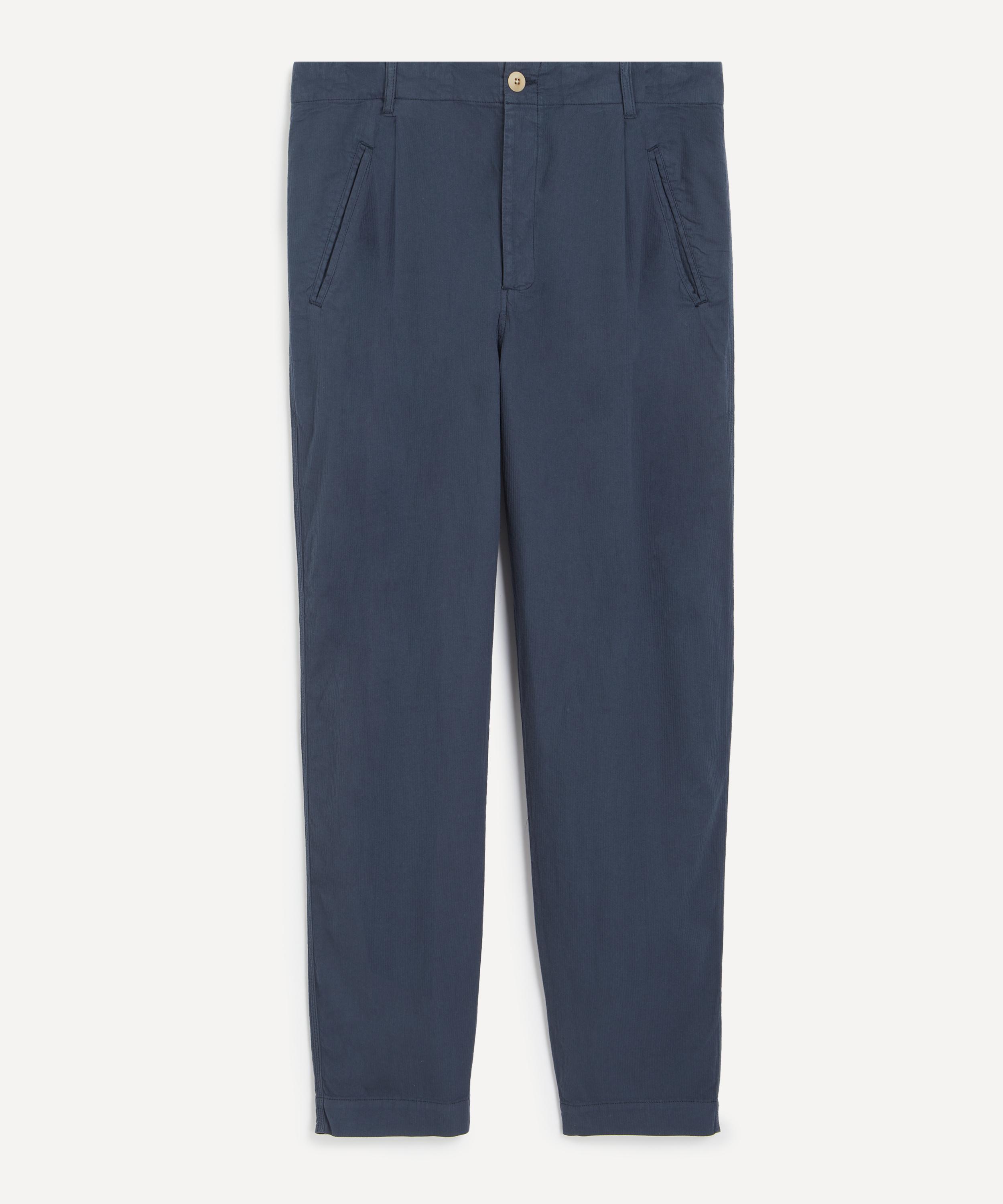 Folk Mens Navy Mini Stripe Assembly Trousers In Blue