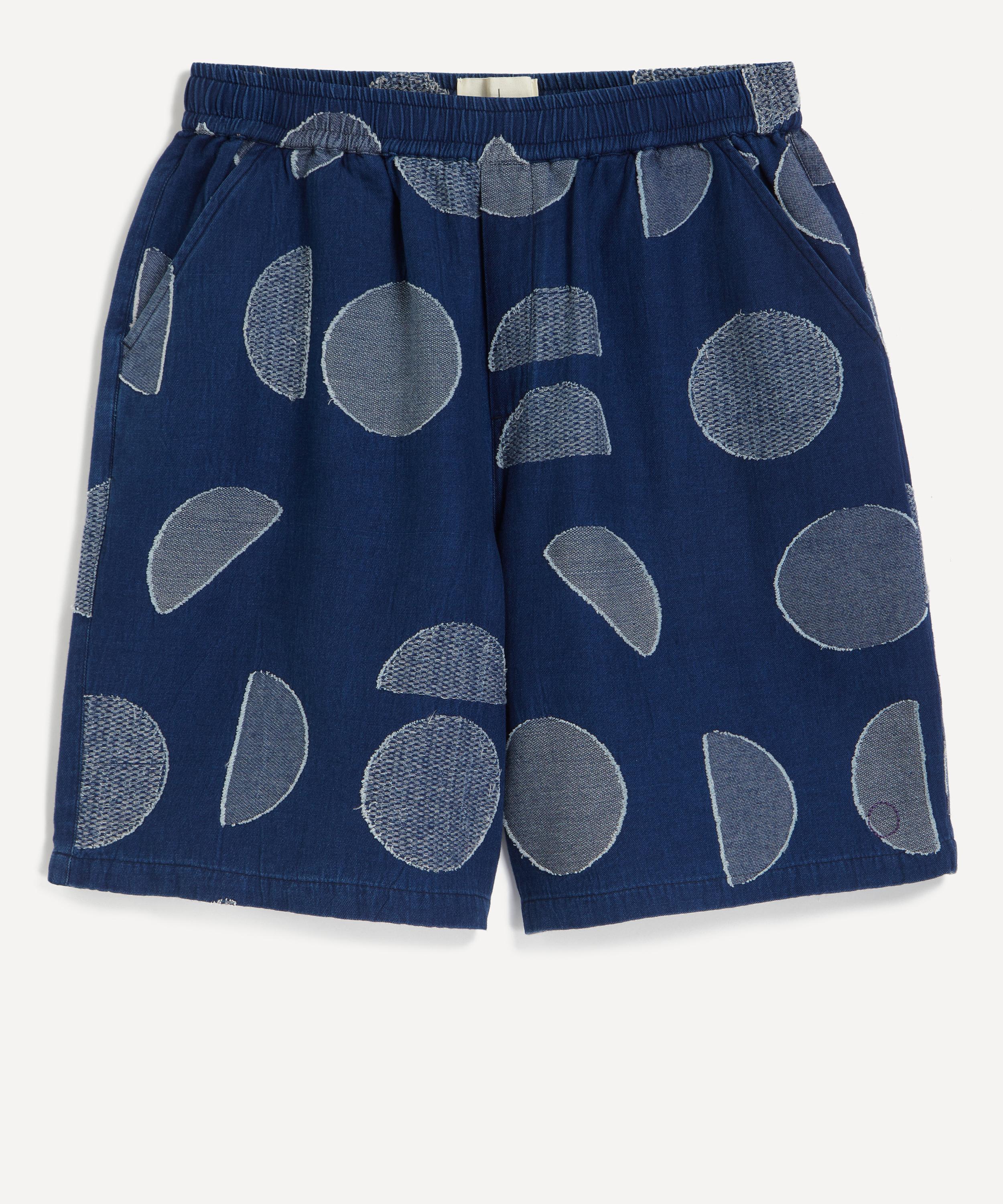 Folk Mens Relaxed Indigo Circle Jacquard Shorts