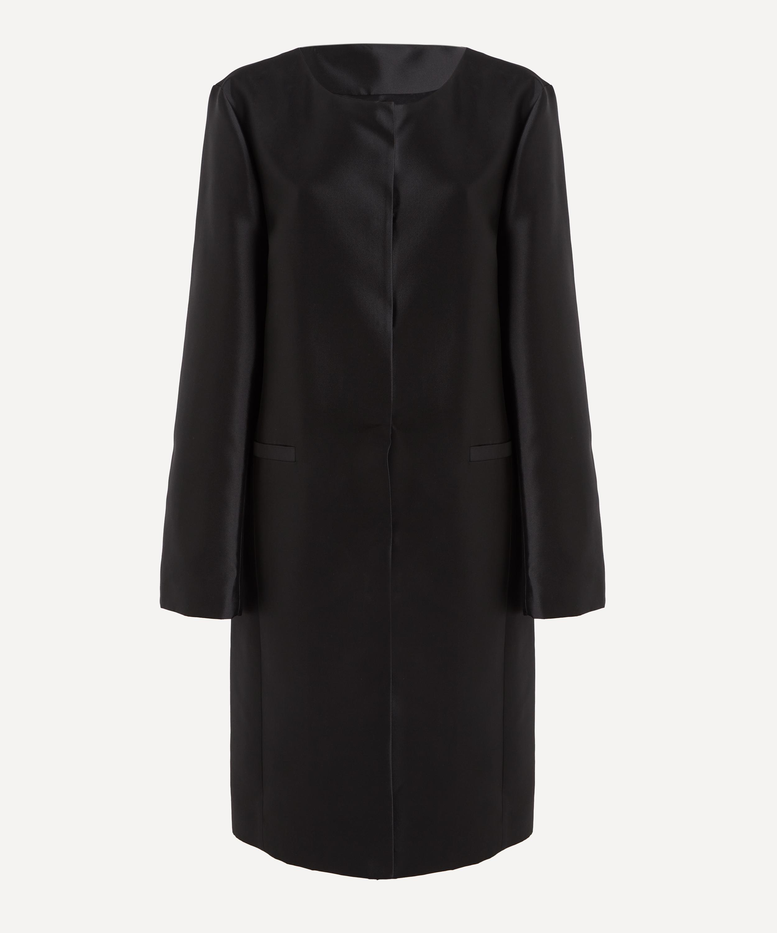 Totême Toteme Women's Black Collarless Silk Coat