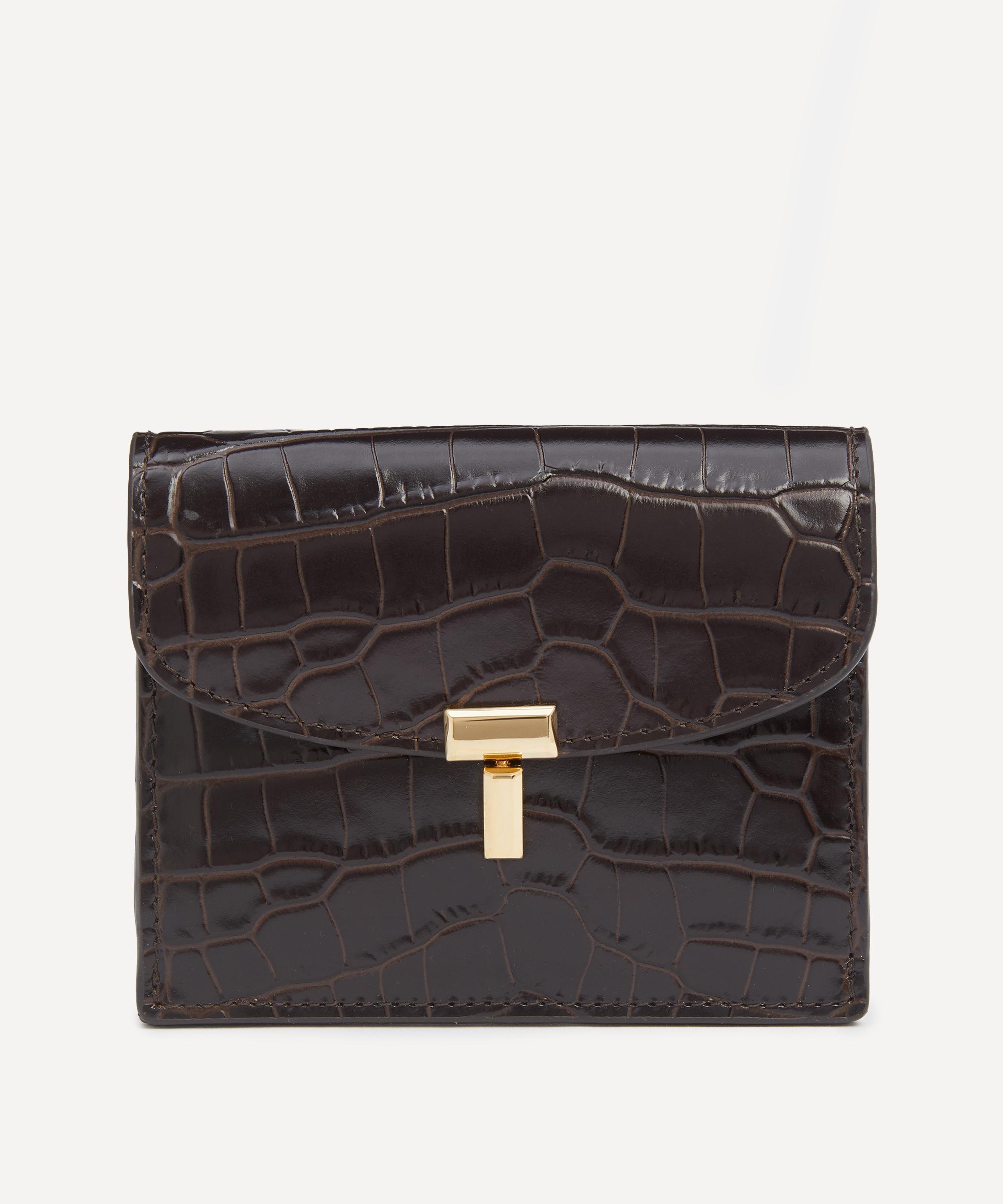 Totême Toteme Women's T-lock Croco-embossed Cardholder In Brown