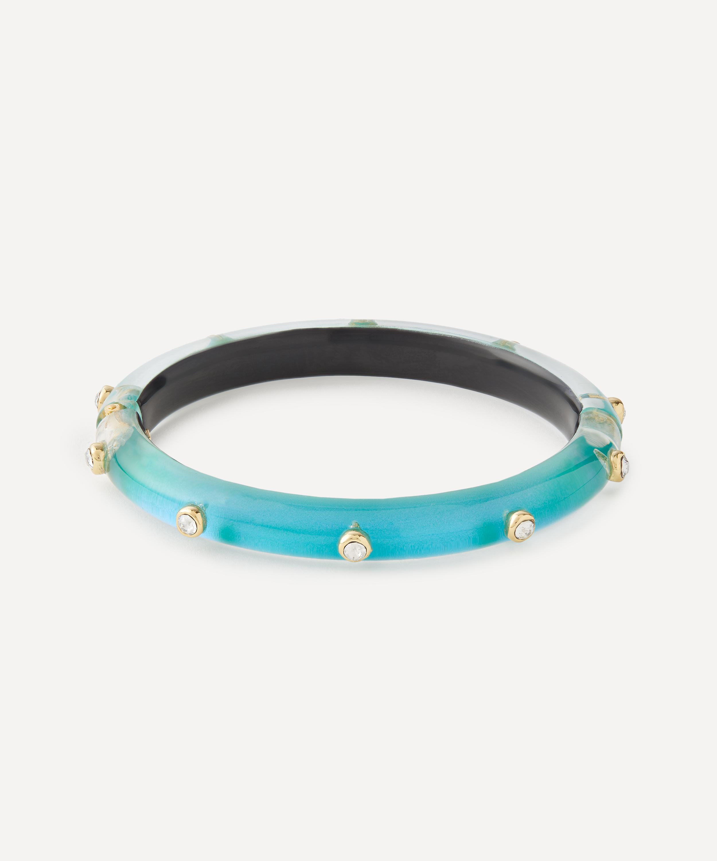 Alexis Bittar 14ct Gold-plated Crystal Studded Lucite Bangle Bracelet