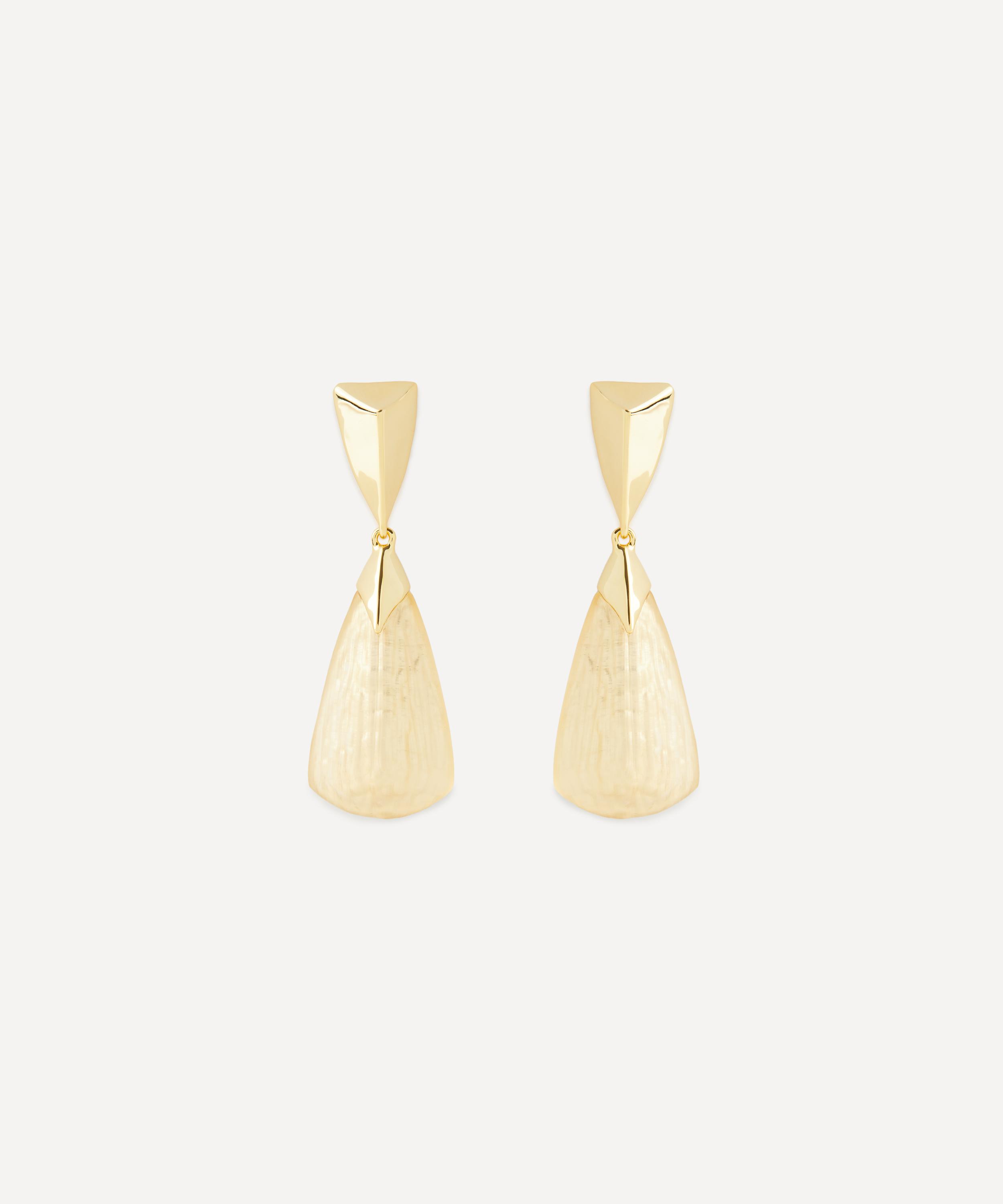 Alexis Bittar 14ct Gold-plated Luminous Lucite Armor Drop Earrings