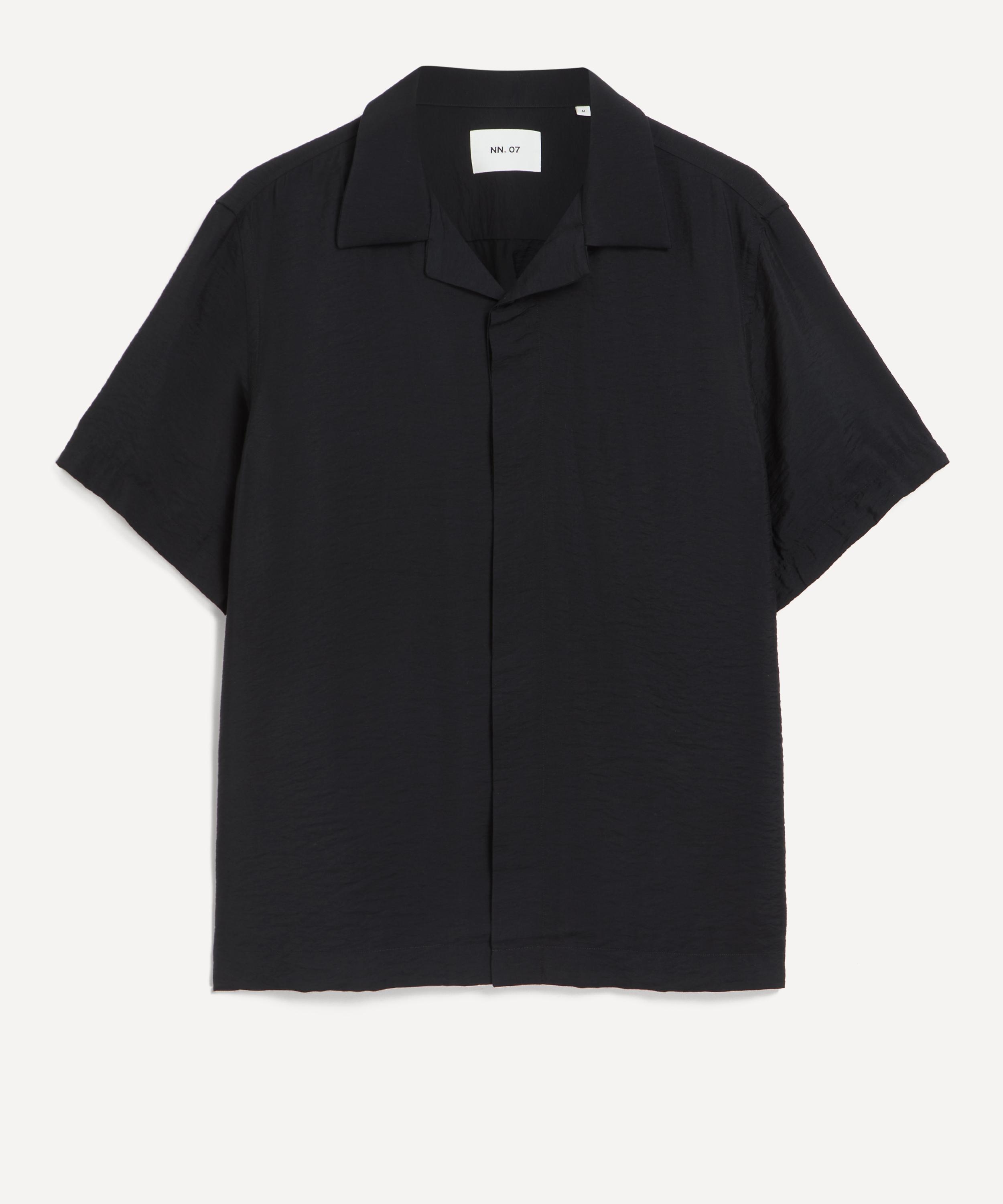 Nn07 Mens Hank Black Open Collar Shirt In Black
