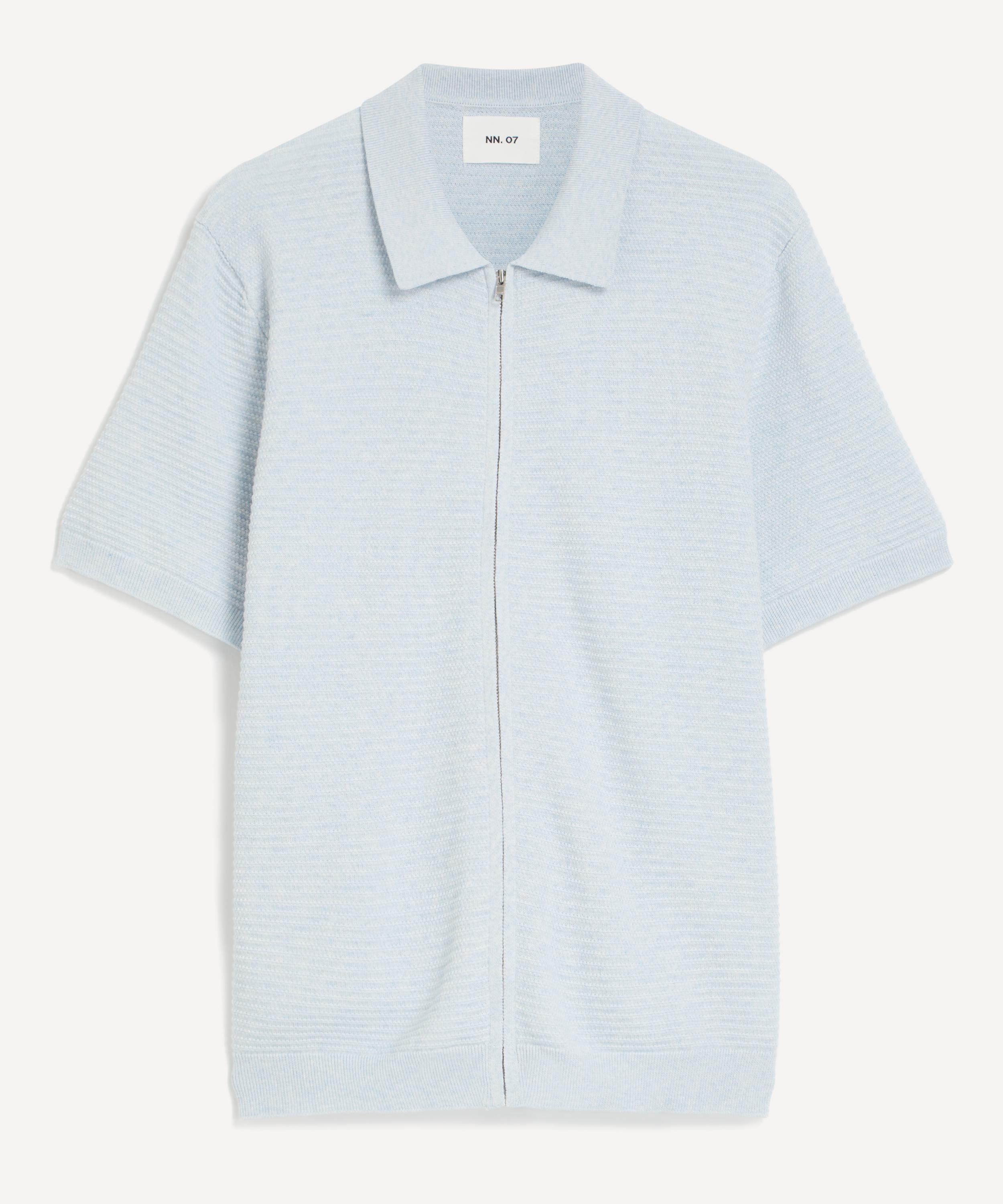 Nn07 Mens Gustav Horizontal Cotton Polo In Blue