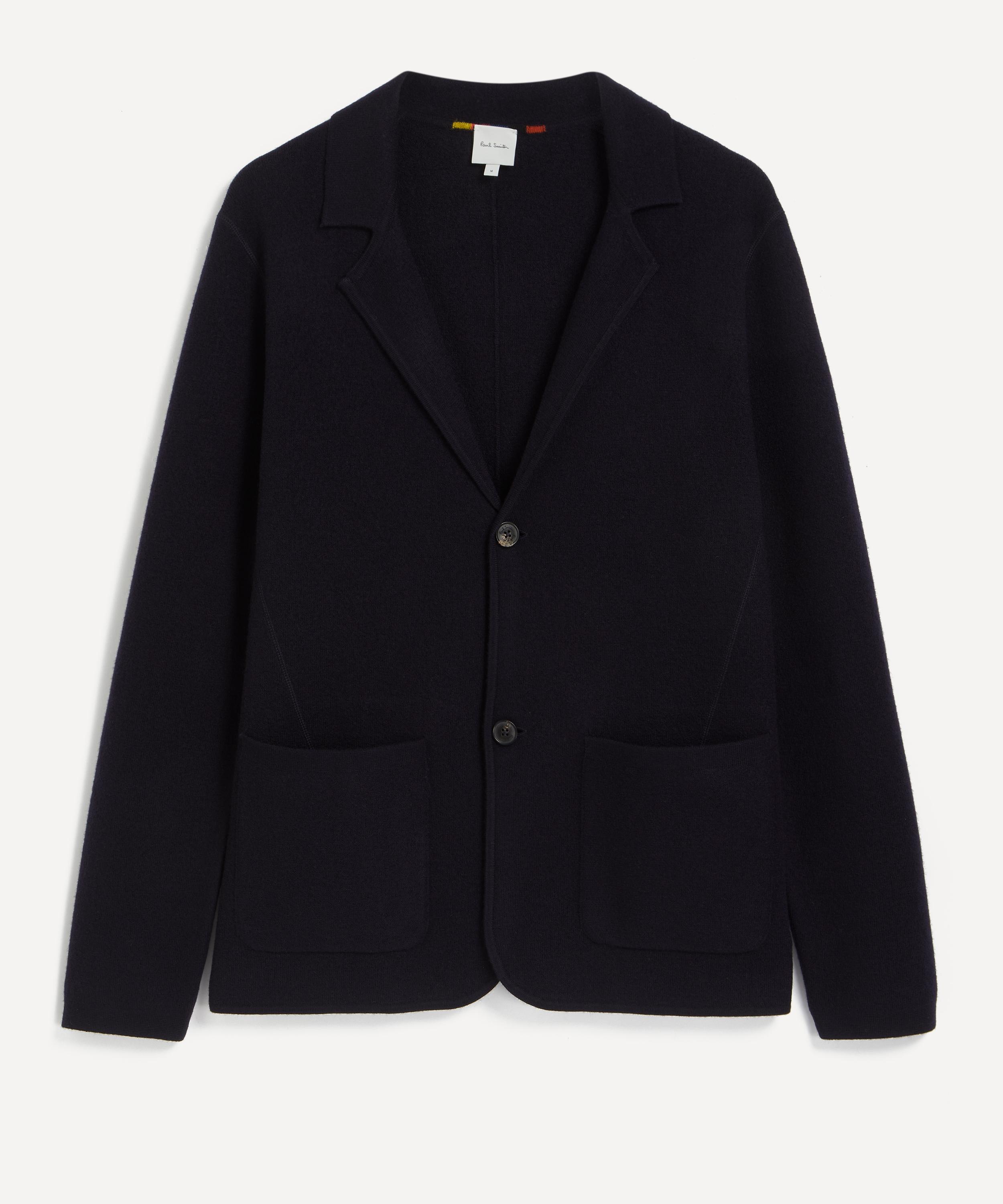 Paul Smith Mens Knitted Merino Wool Jacket In Blue