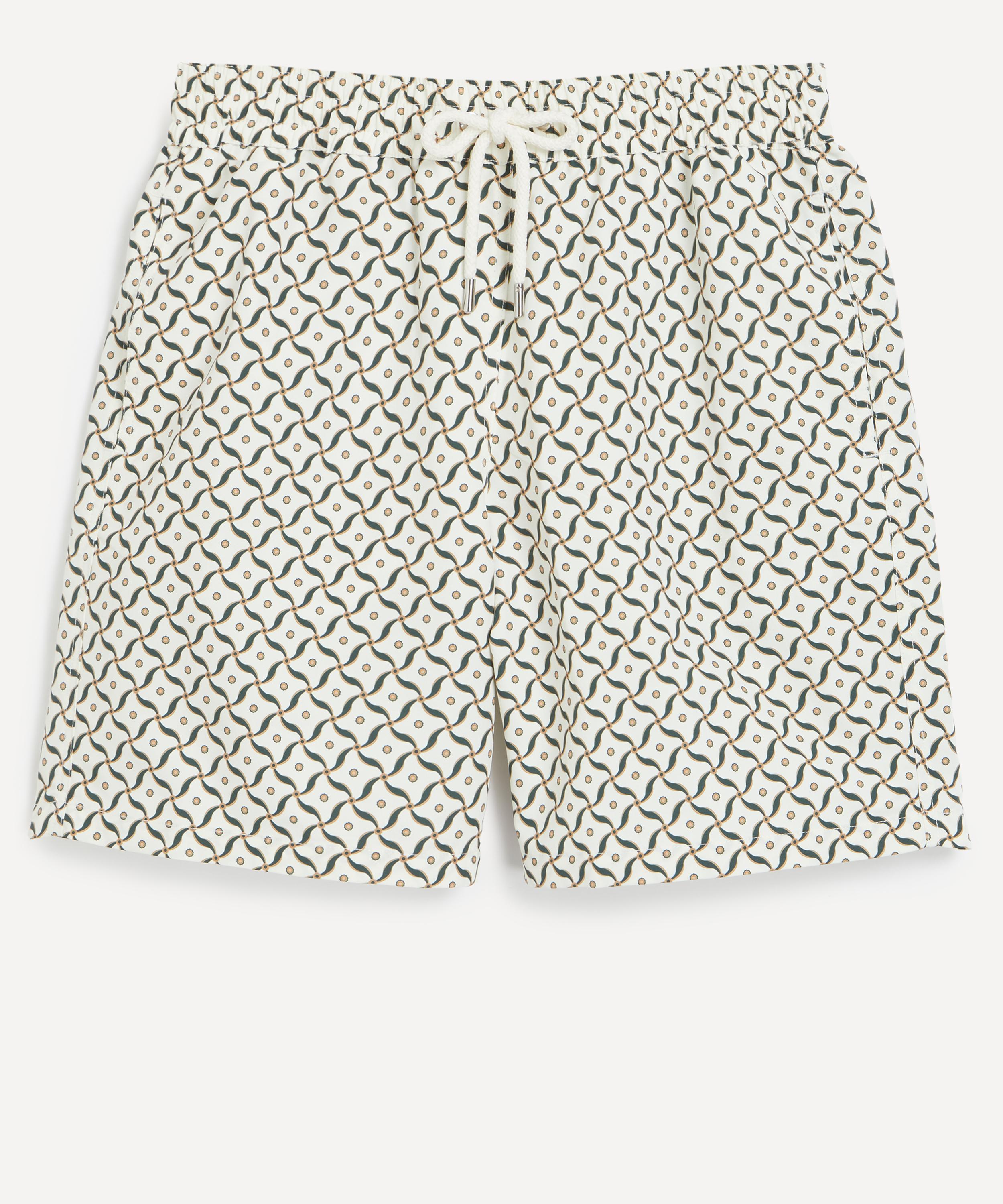 Frescobol Carioca Santos Straight-leg Mid-length Printed Recycled Swim Shorts In Pink
