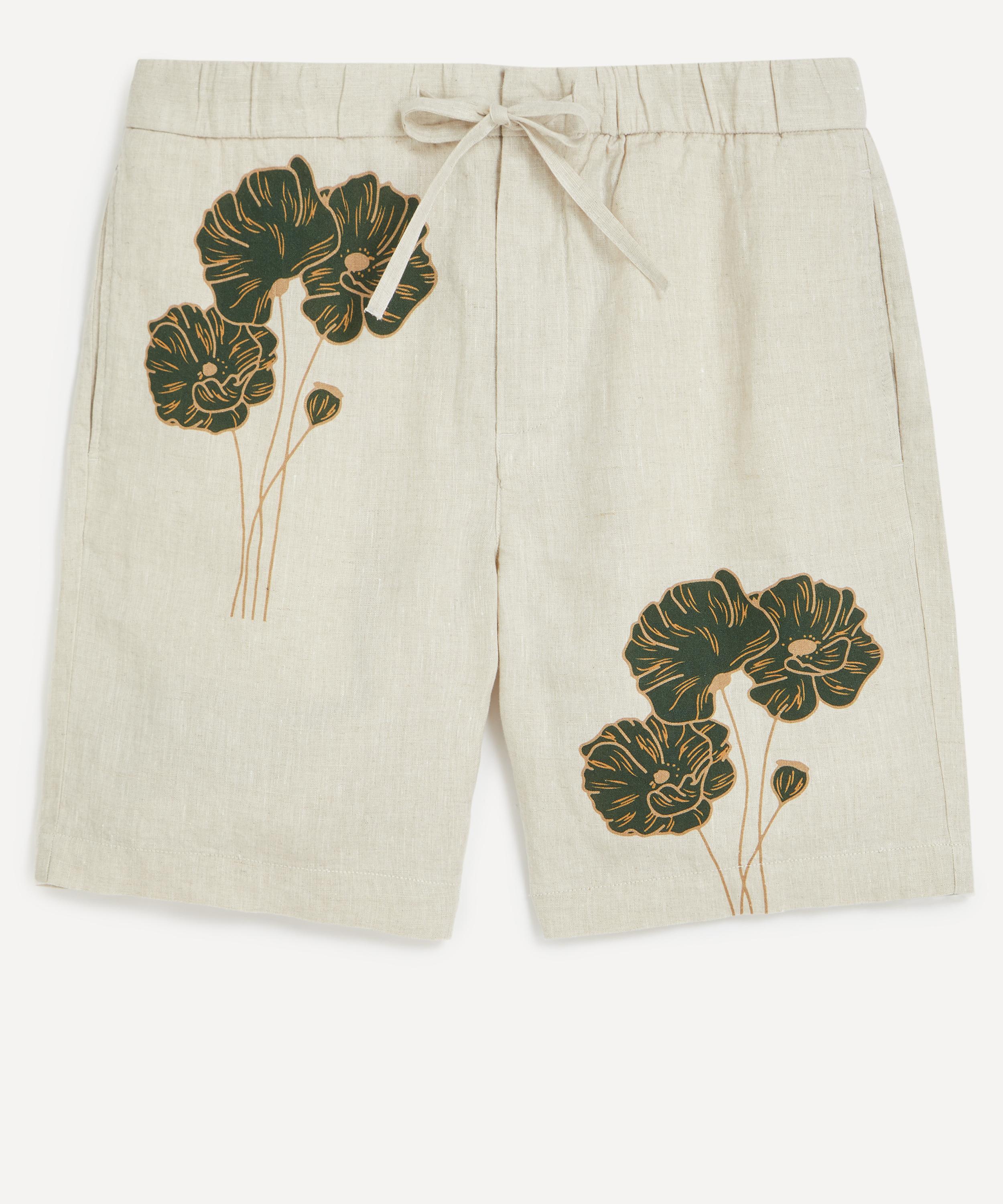 Frescobol Carioca Felipe Straight-leg Floral-print Linen Shorts In Neutral