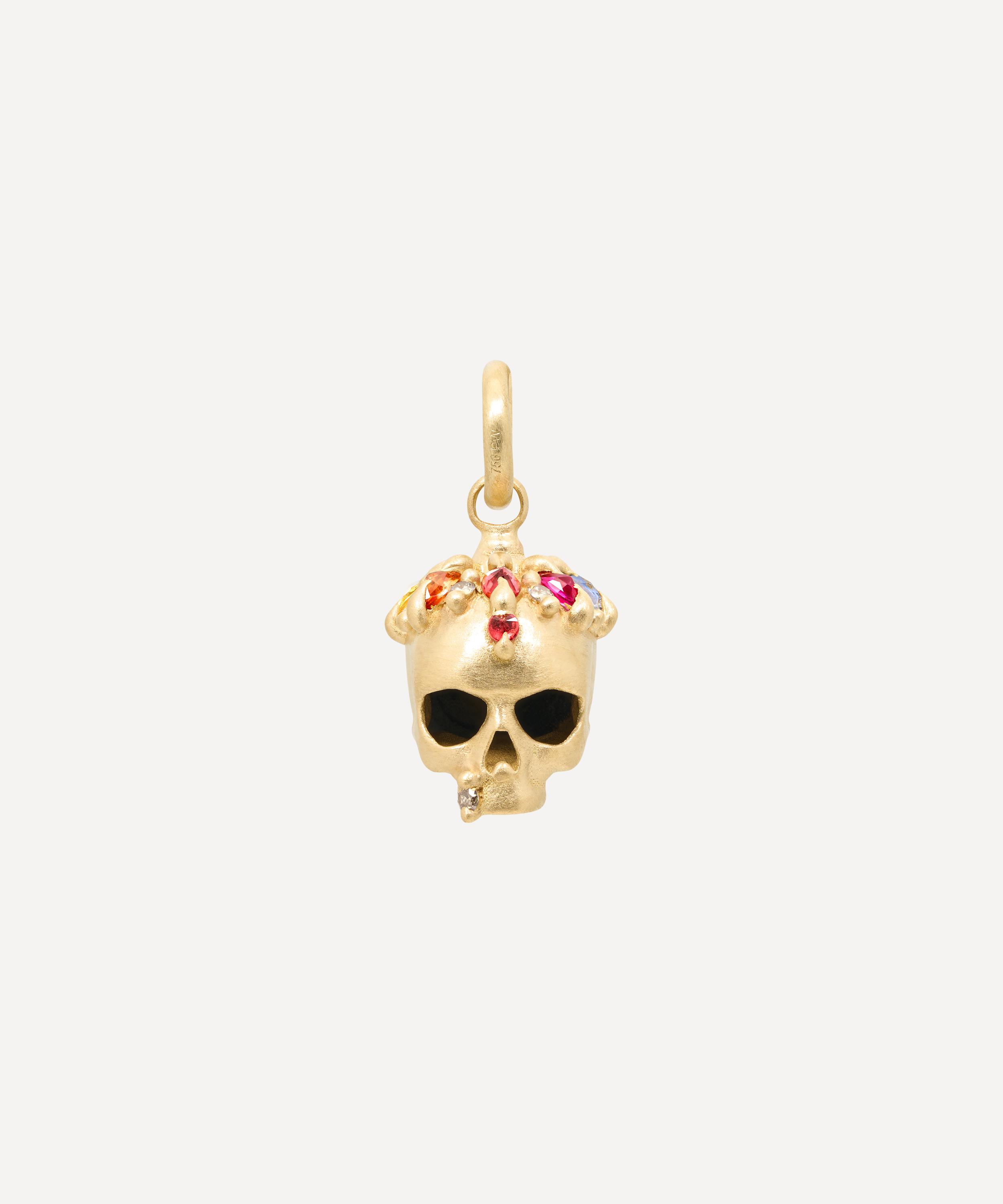 Polly Wales 18ct Gold Rainbow Enchanted City Skull Charm