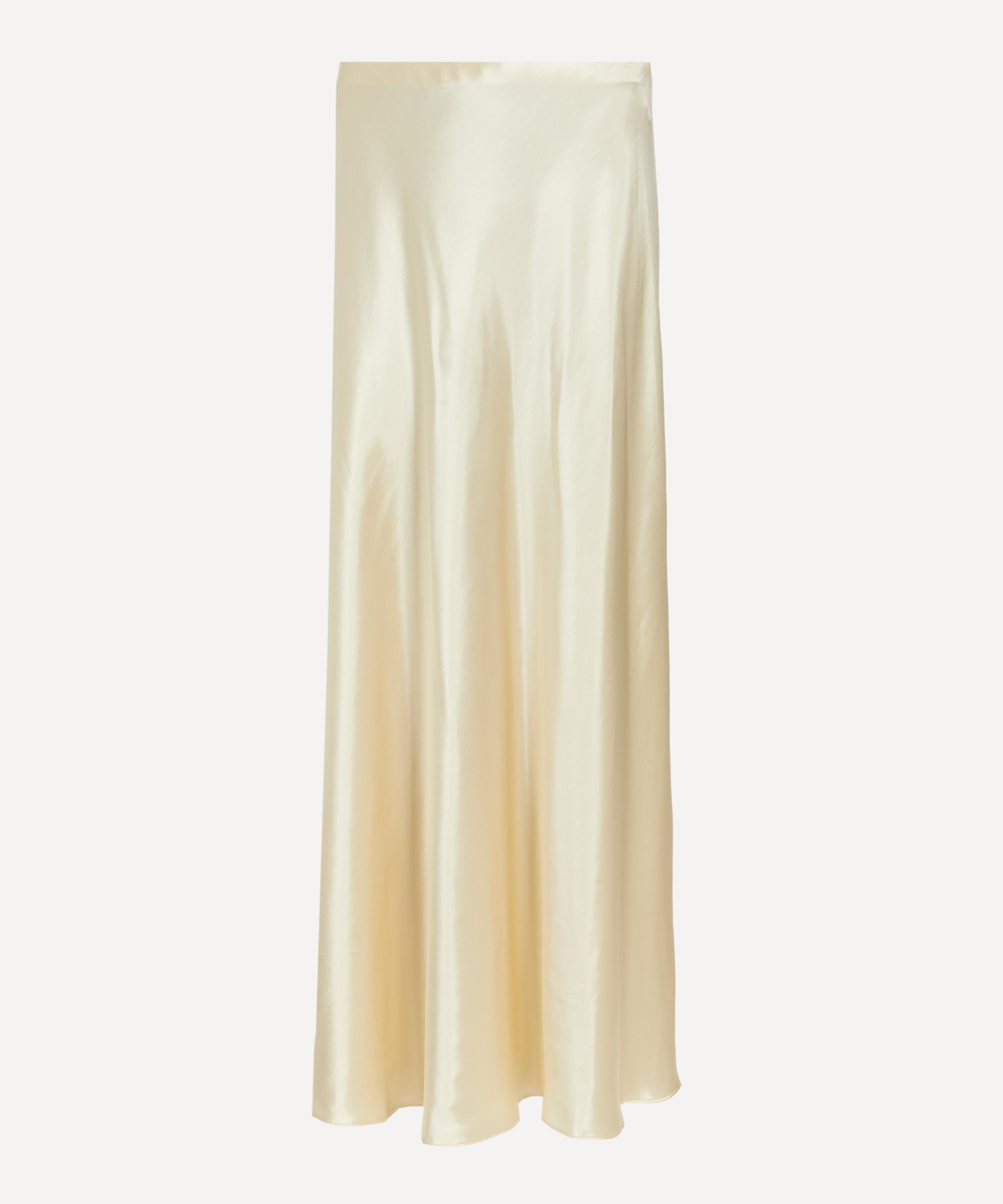 Alberta Ferretti Women's Glossy Satin Long Skirt In Neutral