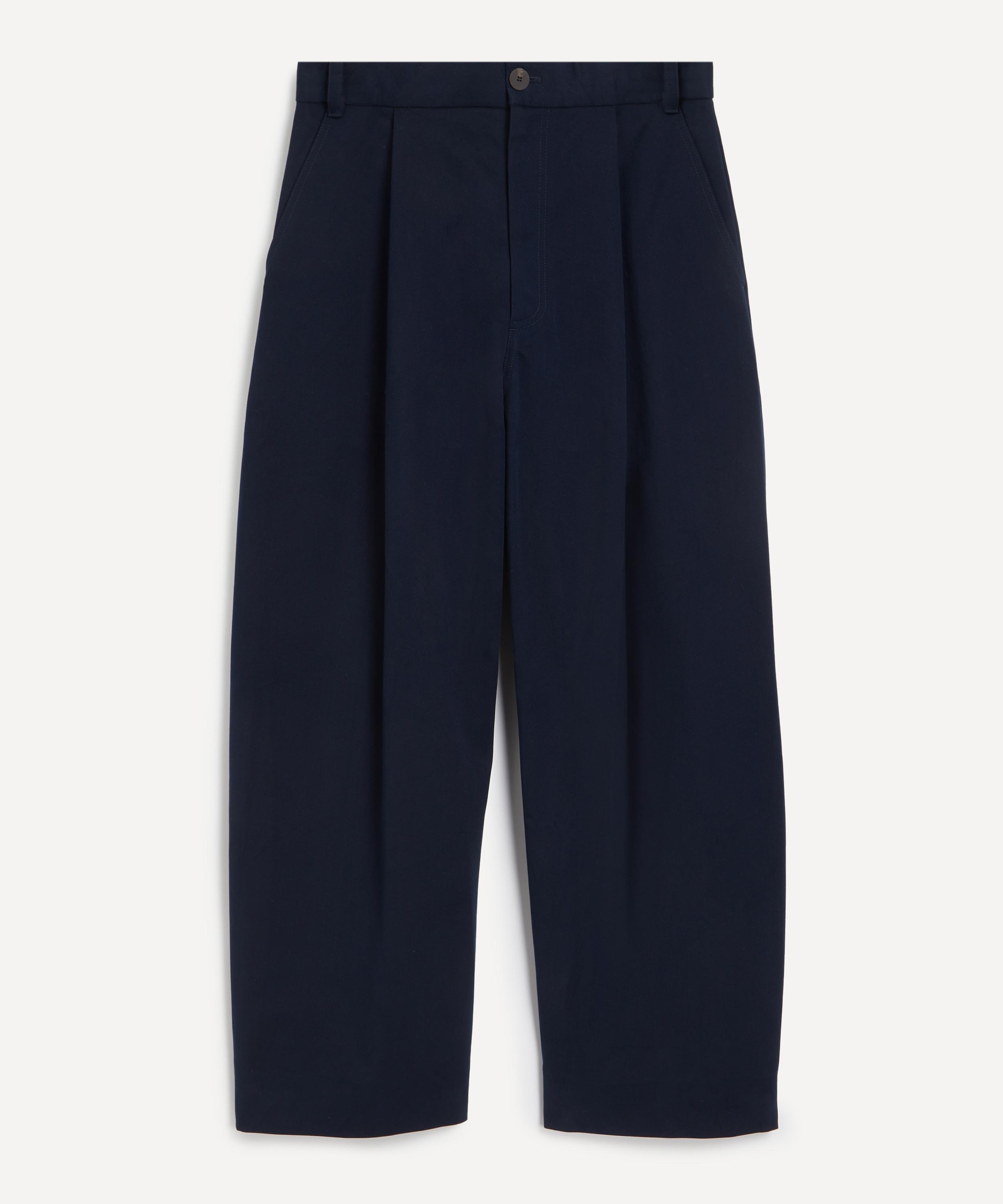 Studio Nicholson Mens Sorte High-waisted Trousers In Blue