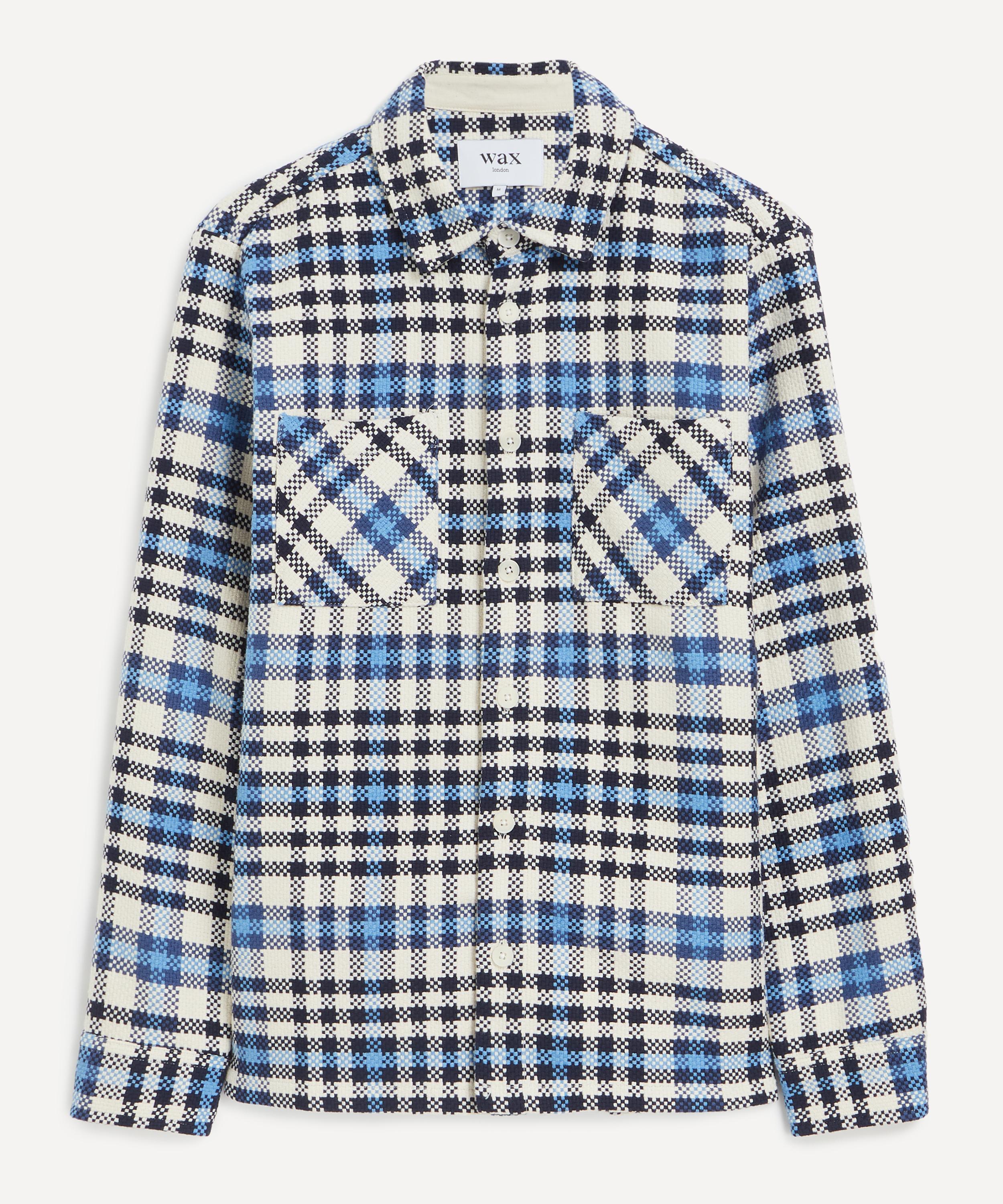 Wax London Mens Whiting Ecru-blue Strand Check Overshirt In Multi