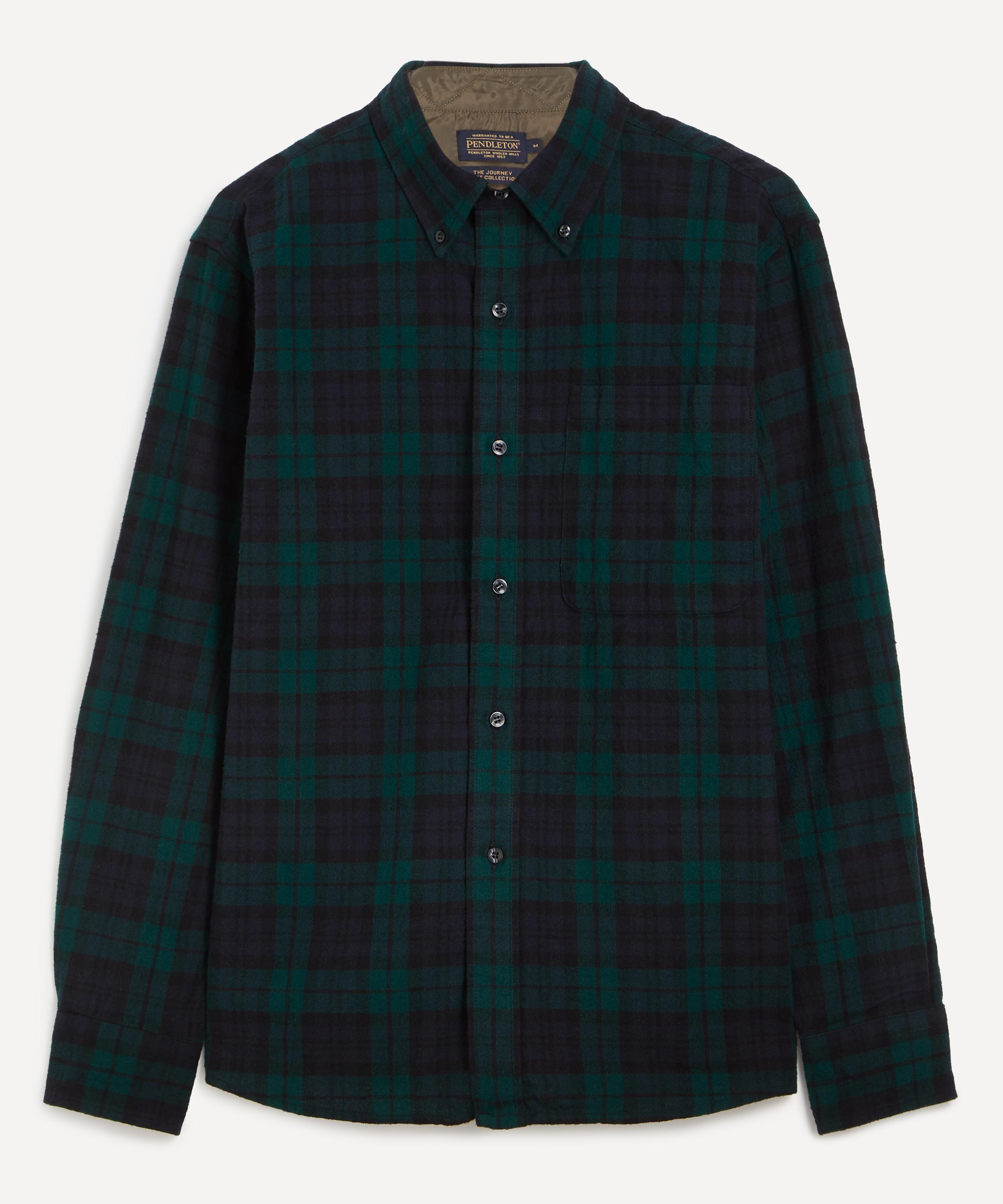 Pendleton Mens Lined Collar Black Watch Tartan Shirt In Green