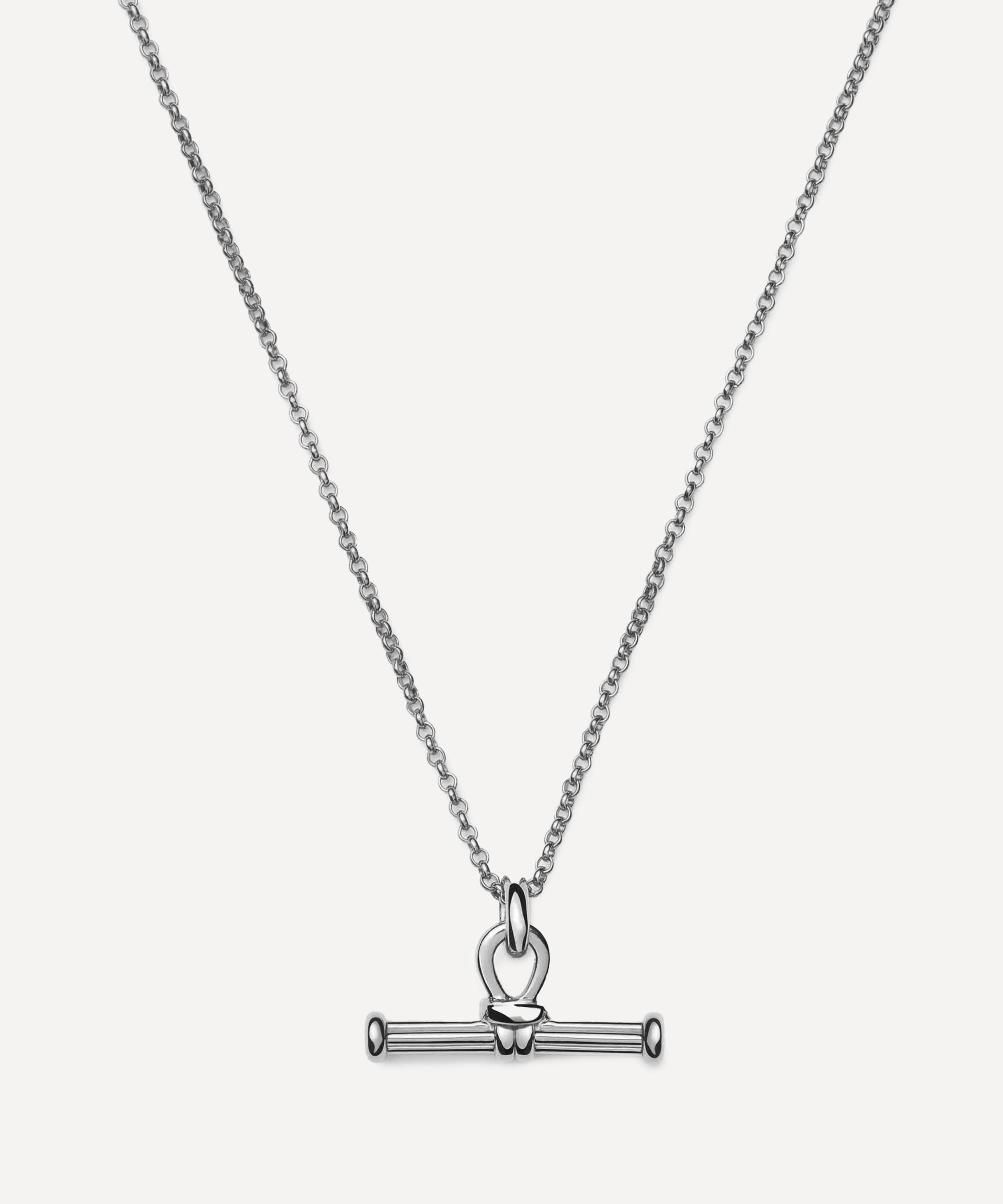 Missoma Rhodium-plated Ridge T-bar Pendant Necklace