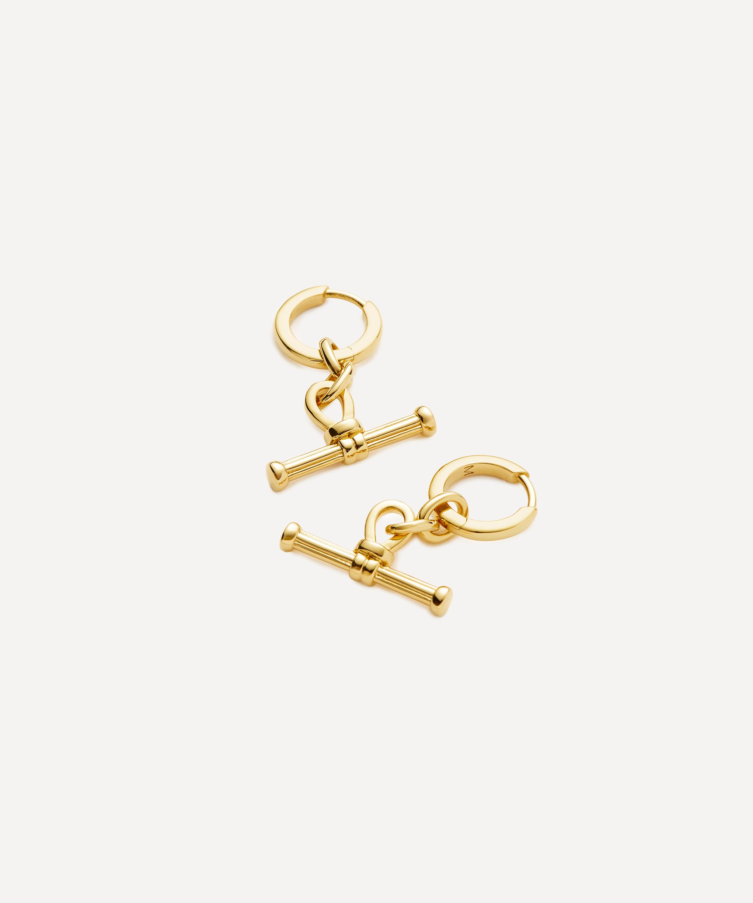 Missoma 18ct Gold-plated Ridge T-bar Drop Huggie Hoop Earrings