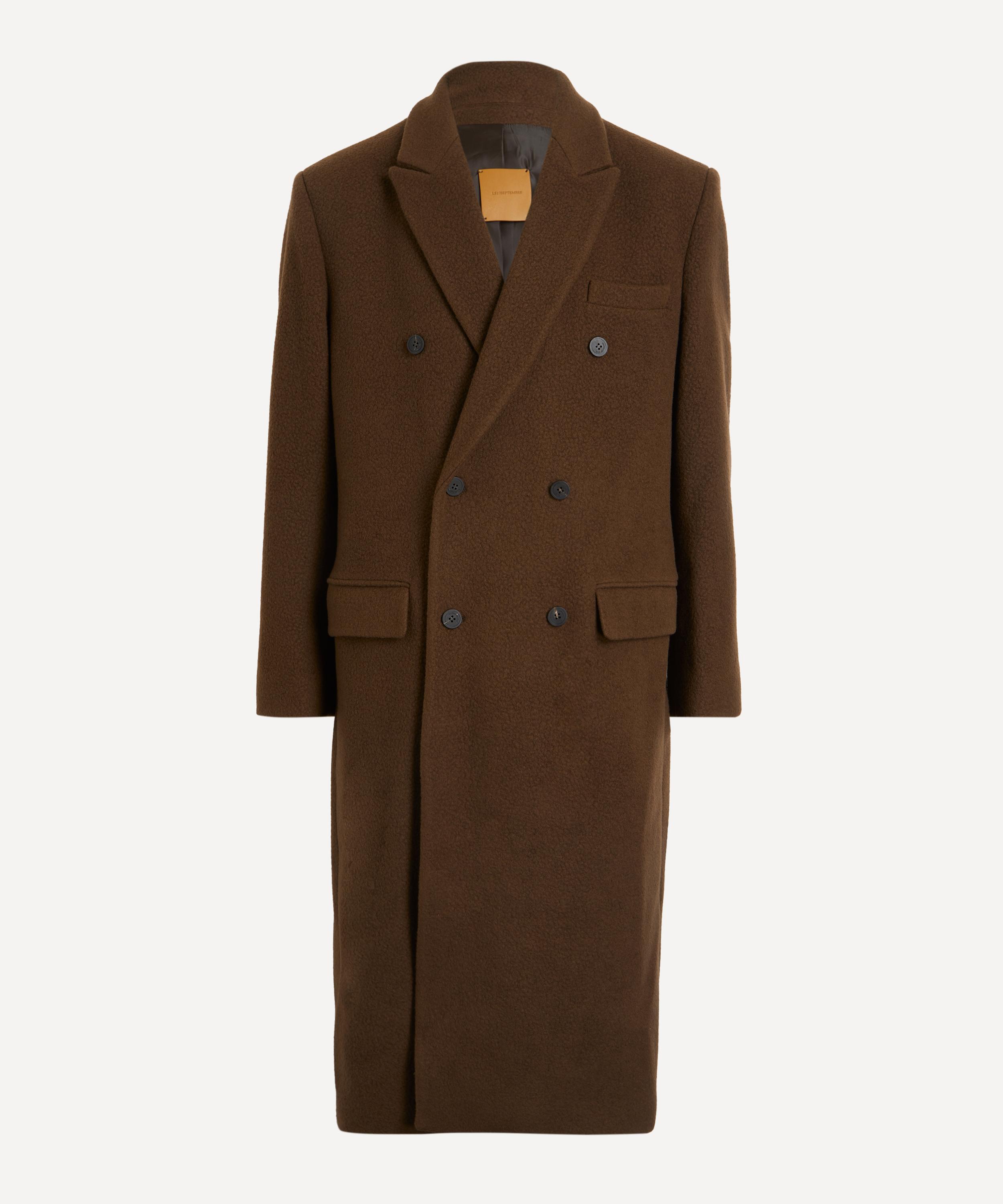 Le17septembre Mens Brown Double-breasted Long Coat In Burgundy