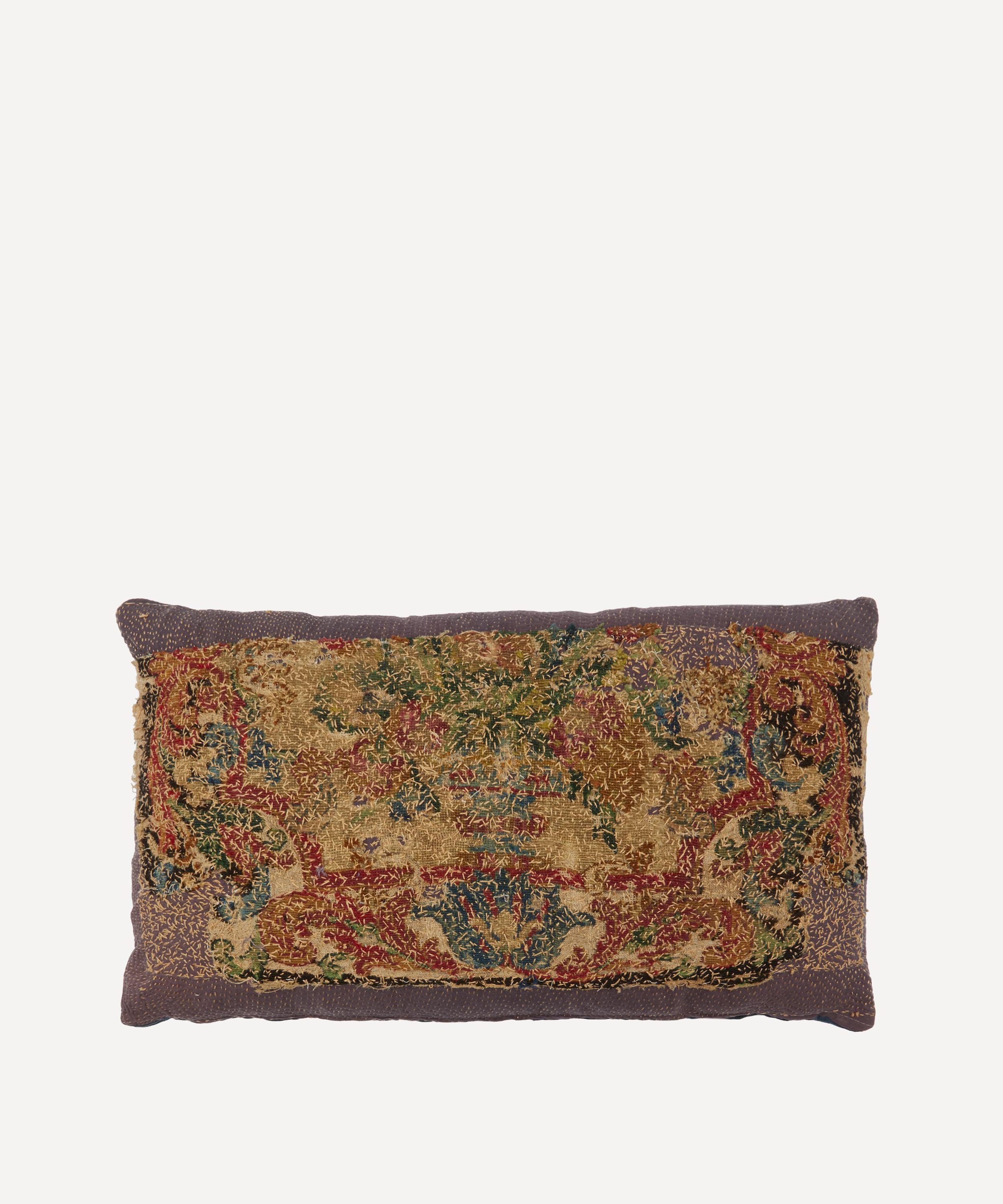 By Walid Antique Floral Textile Cushion 1269