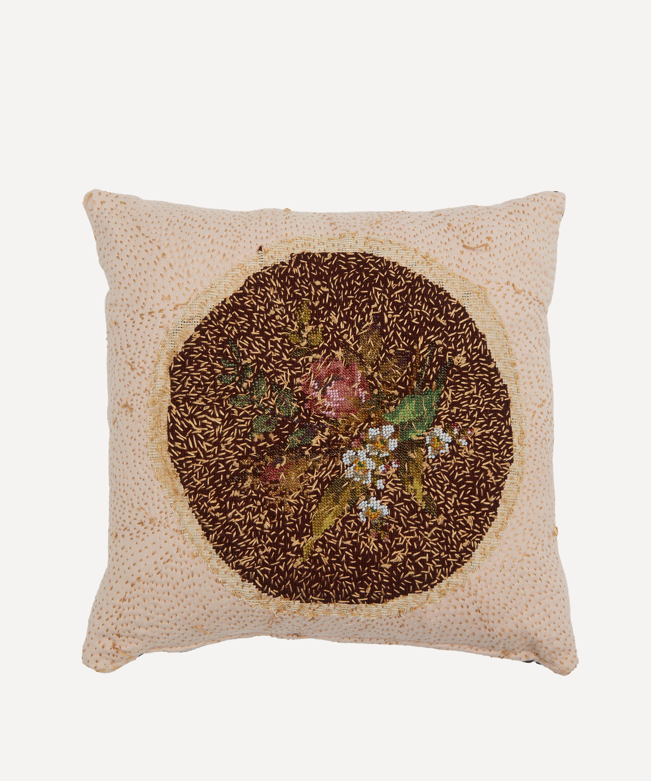 BY WALID BY WALID ANTIQUE FLORAL TEXTILE CUSHION 1302 
